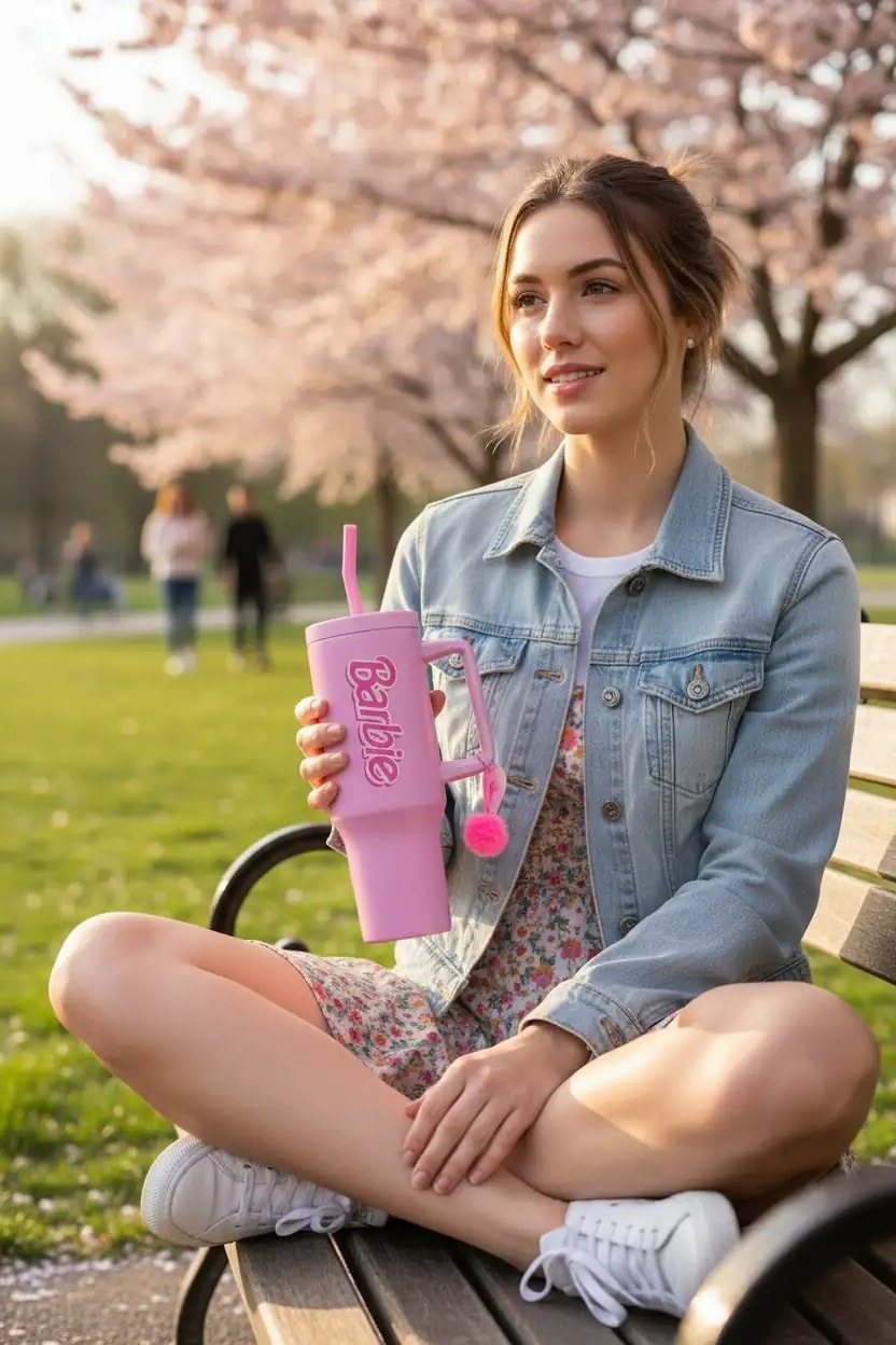 Barbie Lisanslı Pembe Serisi Çift Cidarlı Pipetli Çelik Termos
