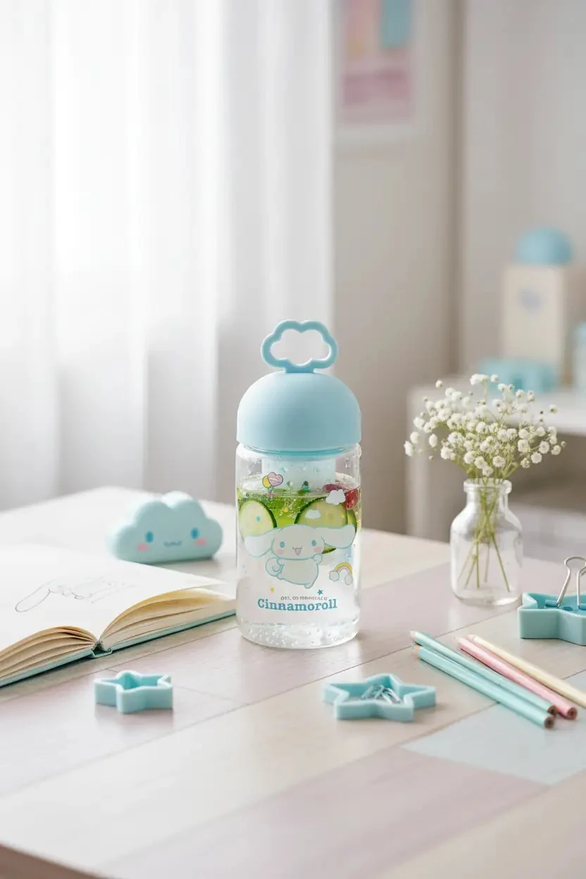 Sanrio Lisanslı Cinnamoroll Süzgeçli Borosilikat Cam Şişe 350 ML