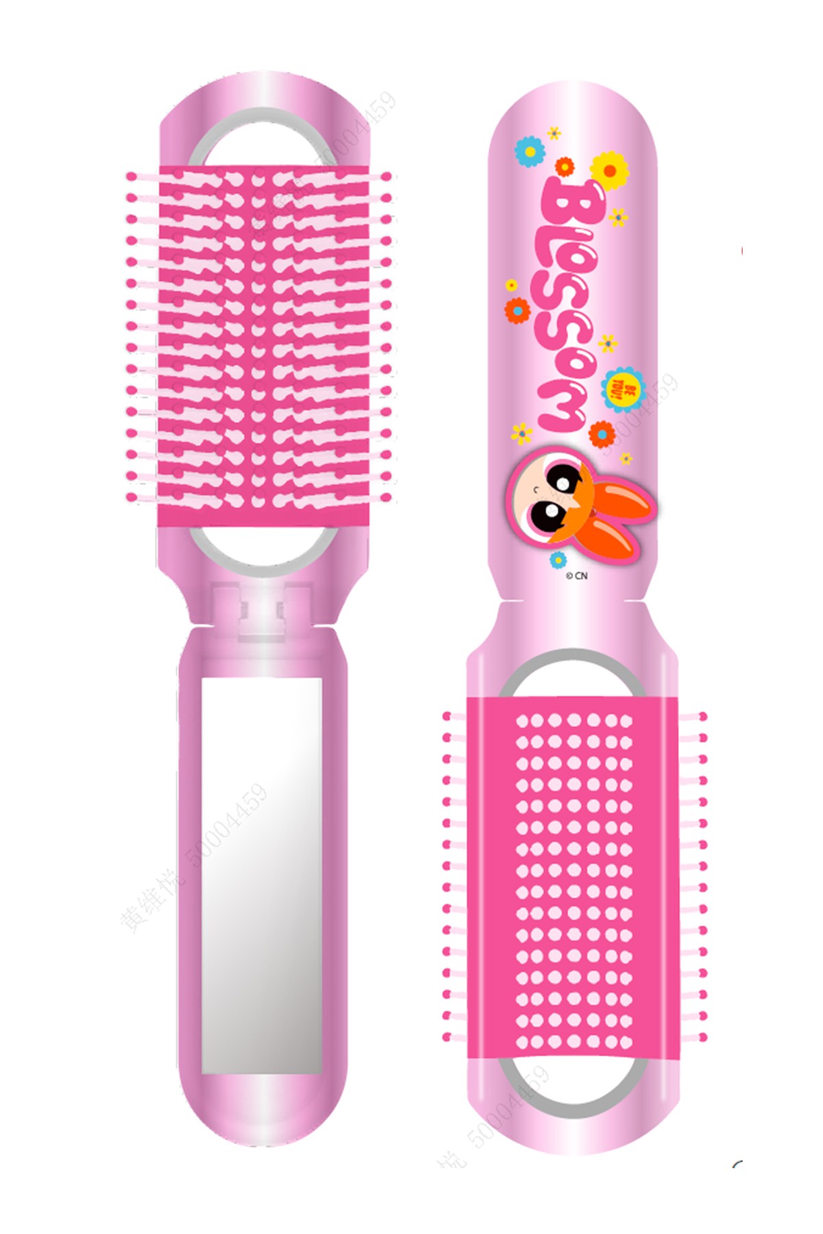 Powerpuff Girls Lisanslı Aynalı Saç Fırçası - Blossom
