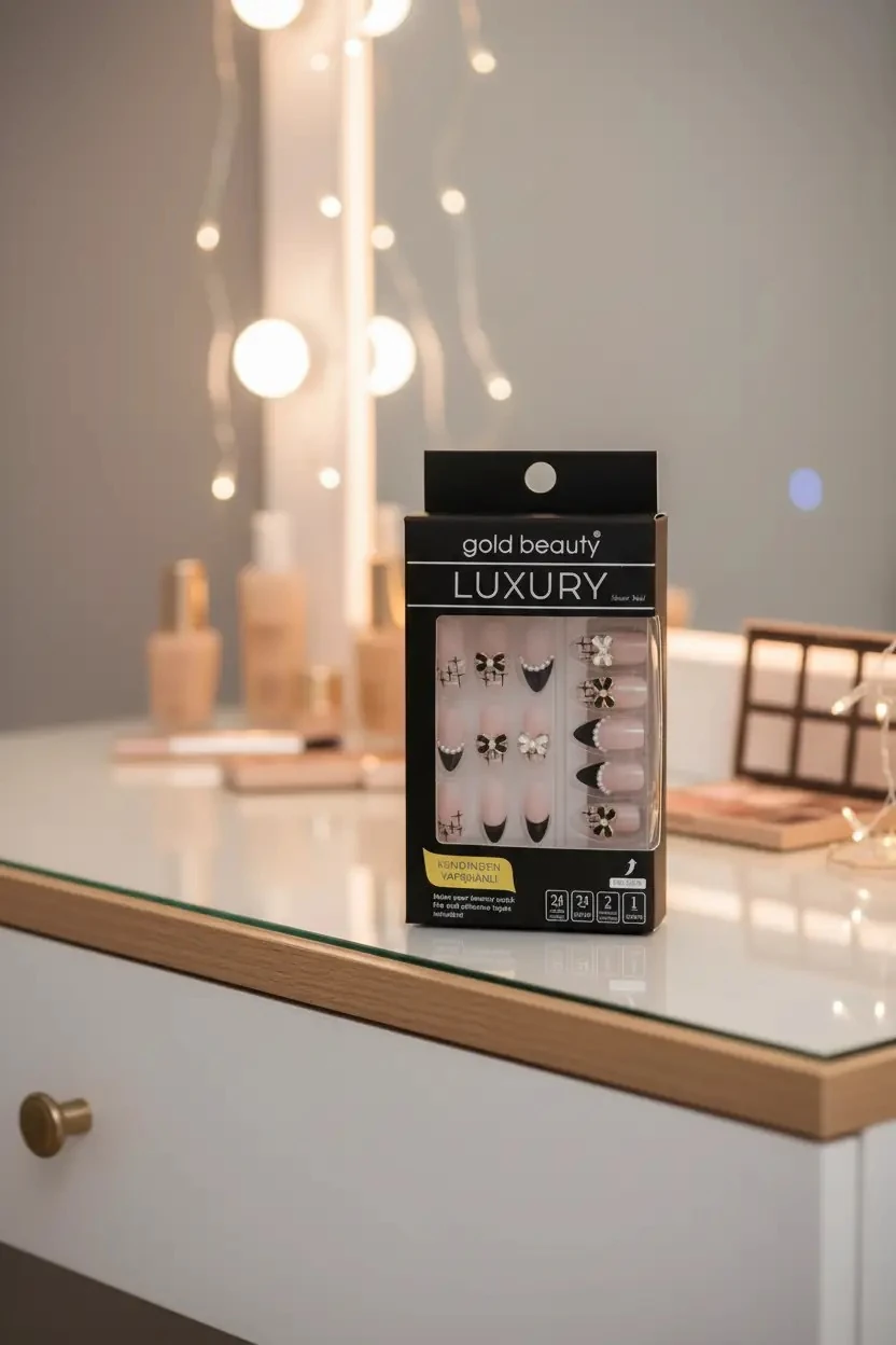 Gold Beauty Taşlı Takma Tırnak