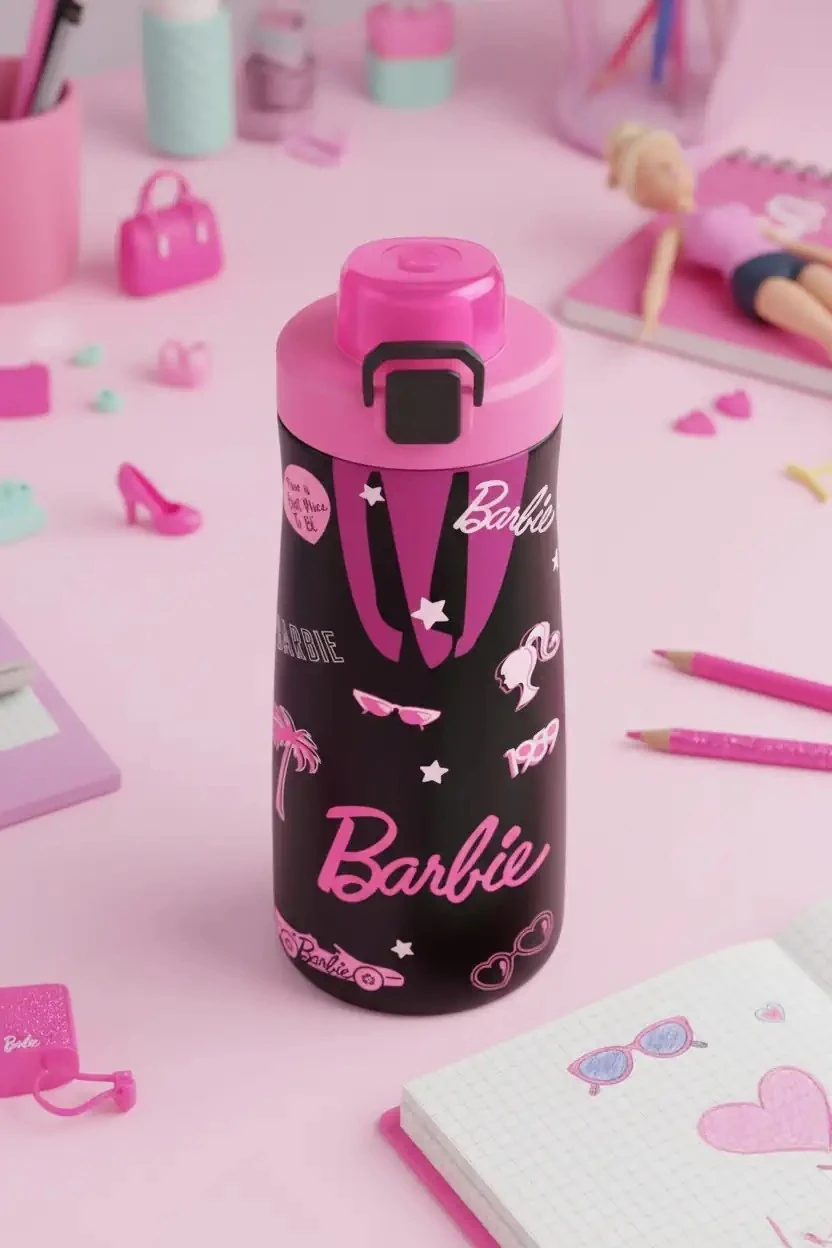 Barbie Lisanslı Kapaklı Plastik Şişe 1000Ml