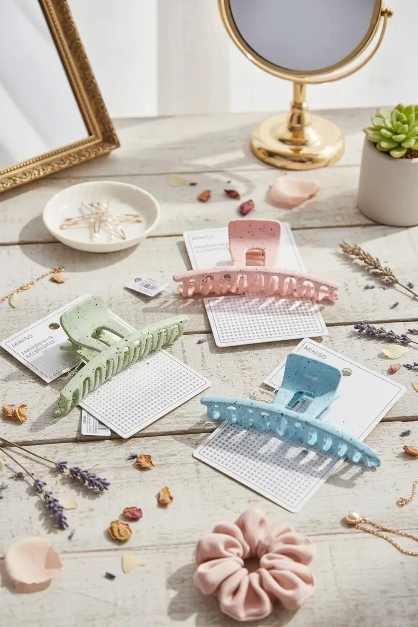 Miniso Lisanslı Basic Mermer Desenli Saç Tokası – Karışık Renk 14 Cm