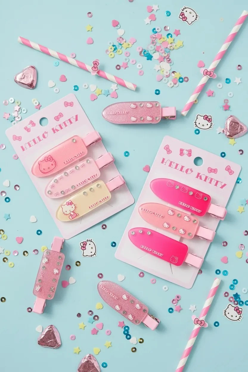 Sanrio Lisanslı Hello Kitty Saç Klipsi 3 adet