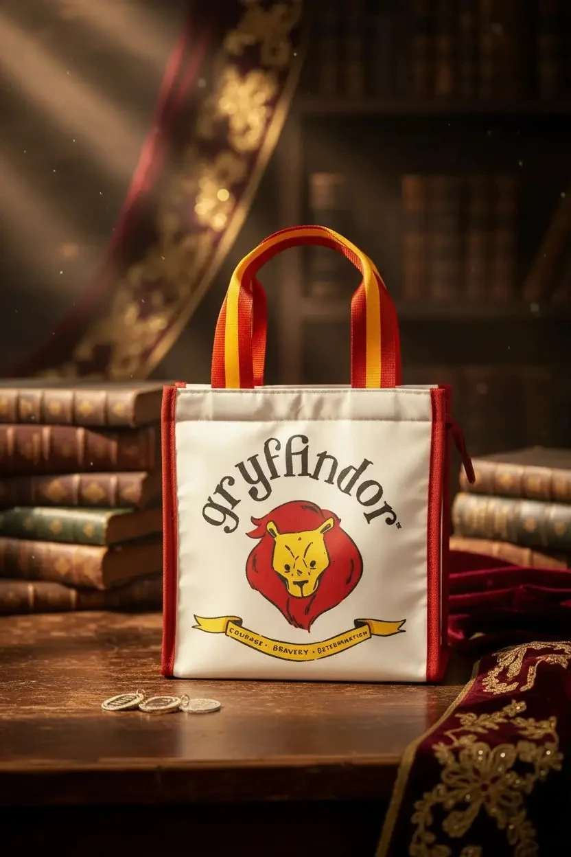 Harry Potter Lisanslı Gryffindor Yiyecek Çantası – Dayanıklı Astarlı Isı Yalıtımlı Beslenme Çantası ve Günlük Taşıma Çantası 21x13x23 Cm