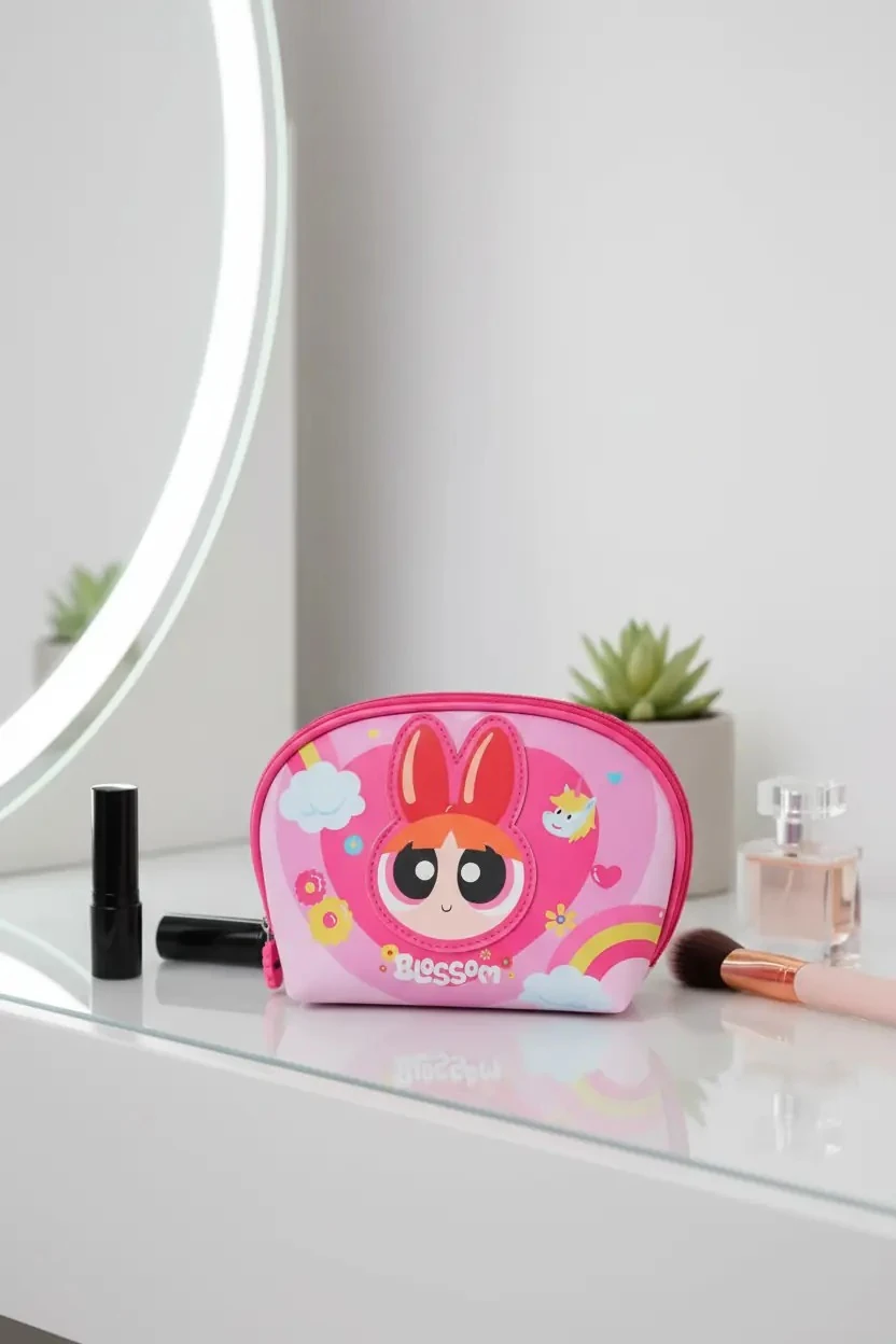 Powerpuff Girls Lisanslı Oval Kozmetik Çantası - Blossom
