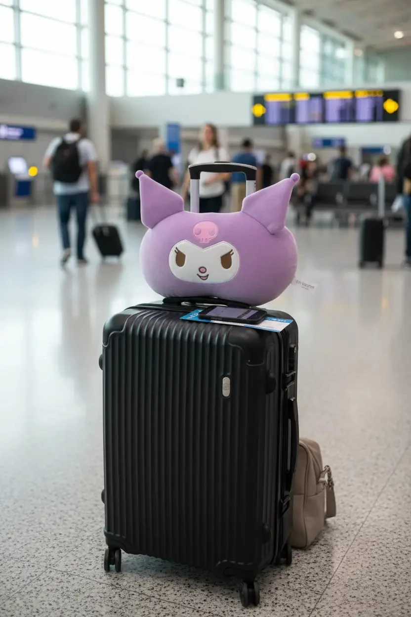 Sanrio Kuromi Lisanslı Kulaklı Hafızalı Boyun Yastığı – Ergonomik Seyahat Yastığı 25 Cm