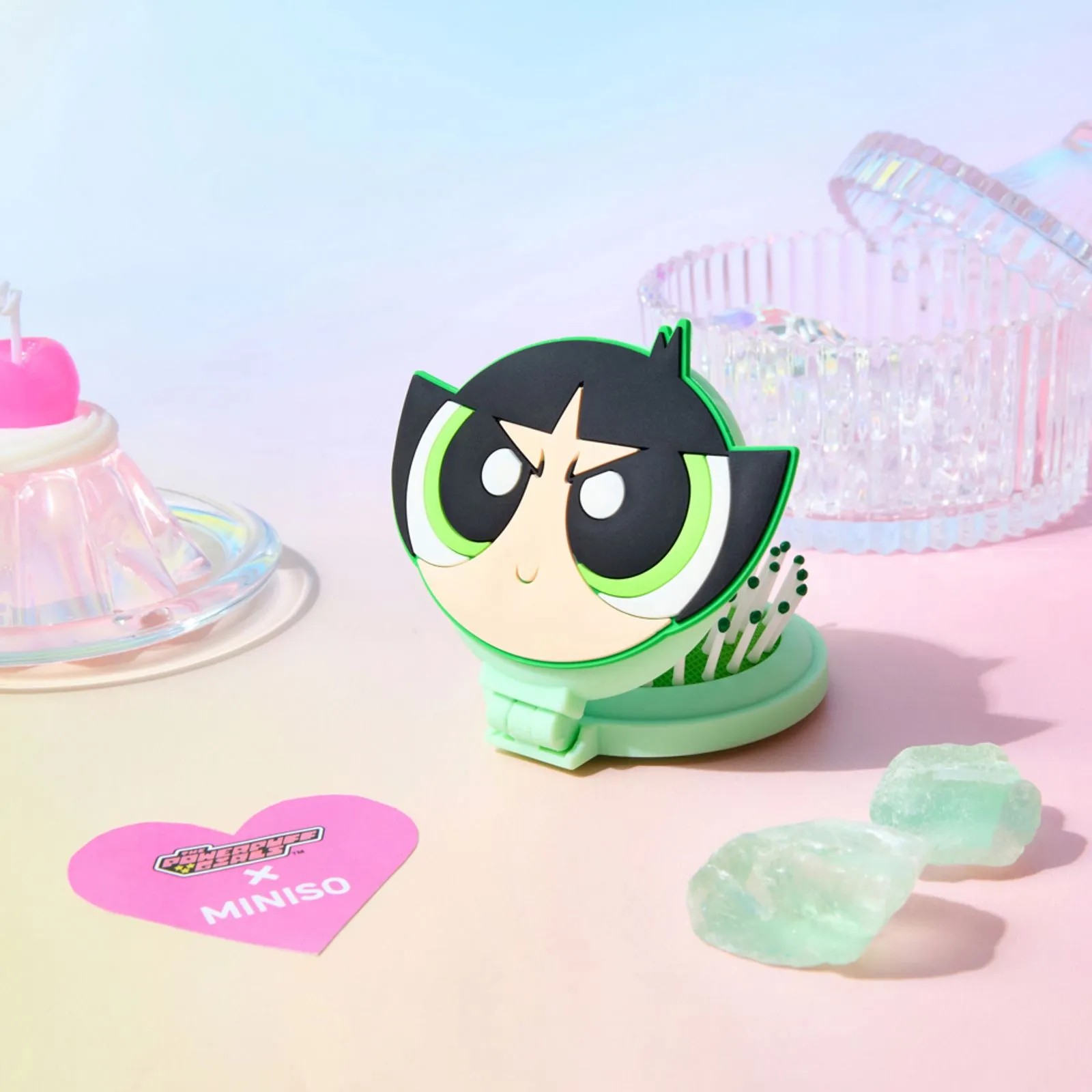 Powerpuff Girls Lisanslı Aynalı Mini Saç Fırçası - Buttercup