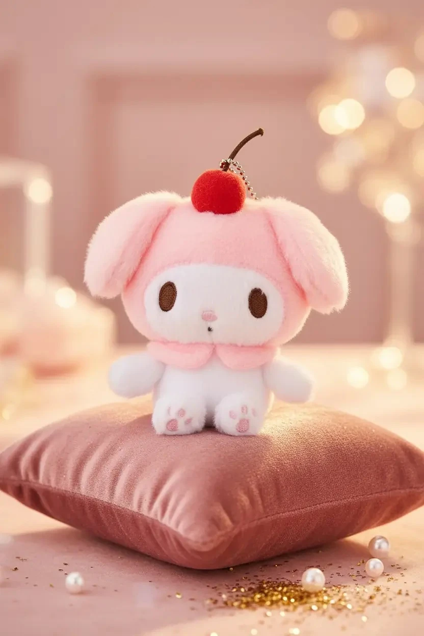 Sanrio Lisanslı Kiraz Koleksiyonu Peluş Anahtarlık (My Melody)