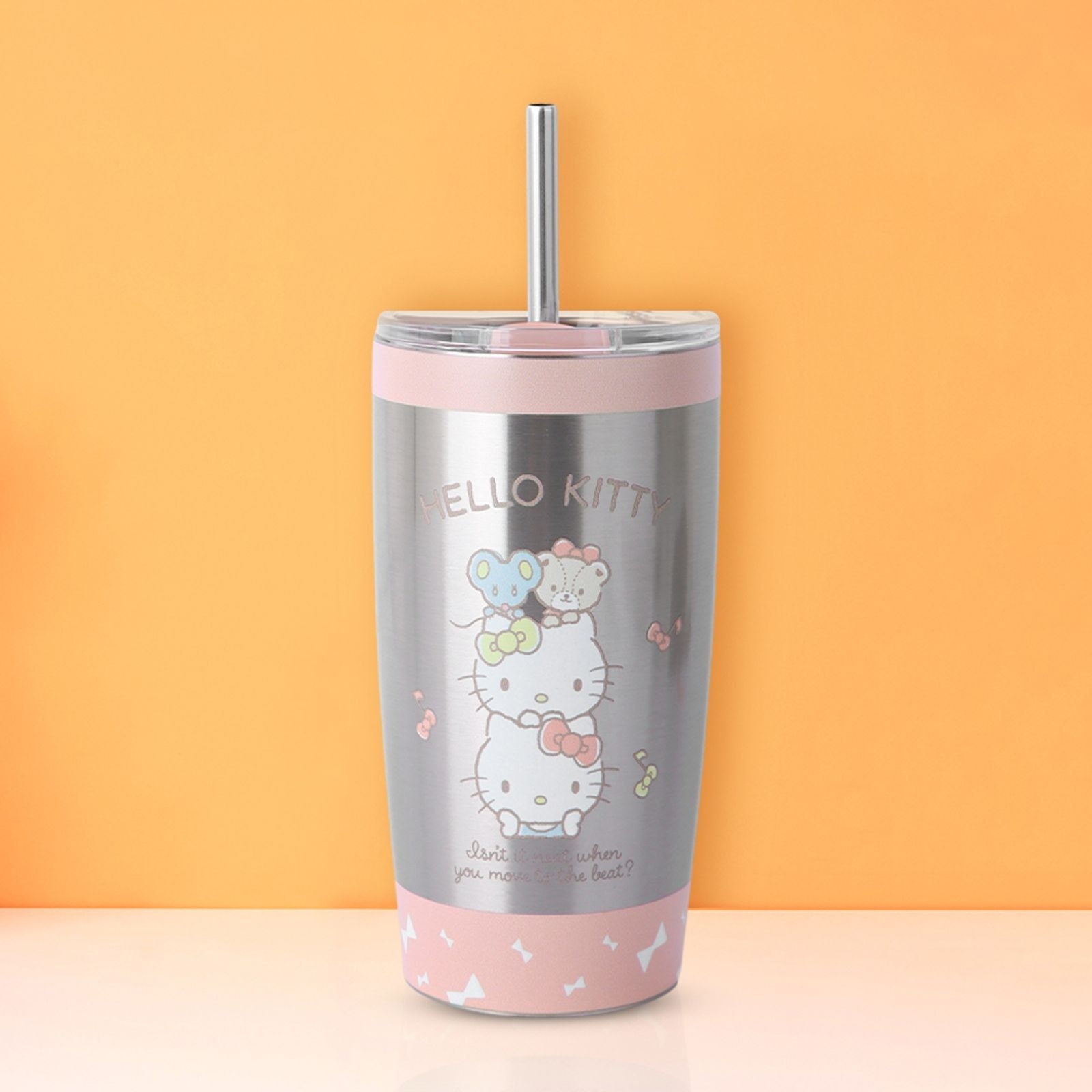 Sanrio Lisanslı Metal Pipetli Kapaklı Termos (530ml) - Hello Kitty