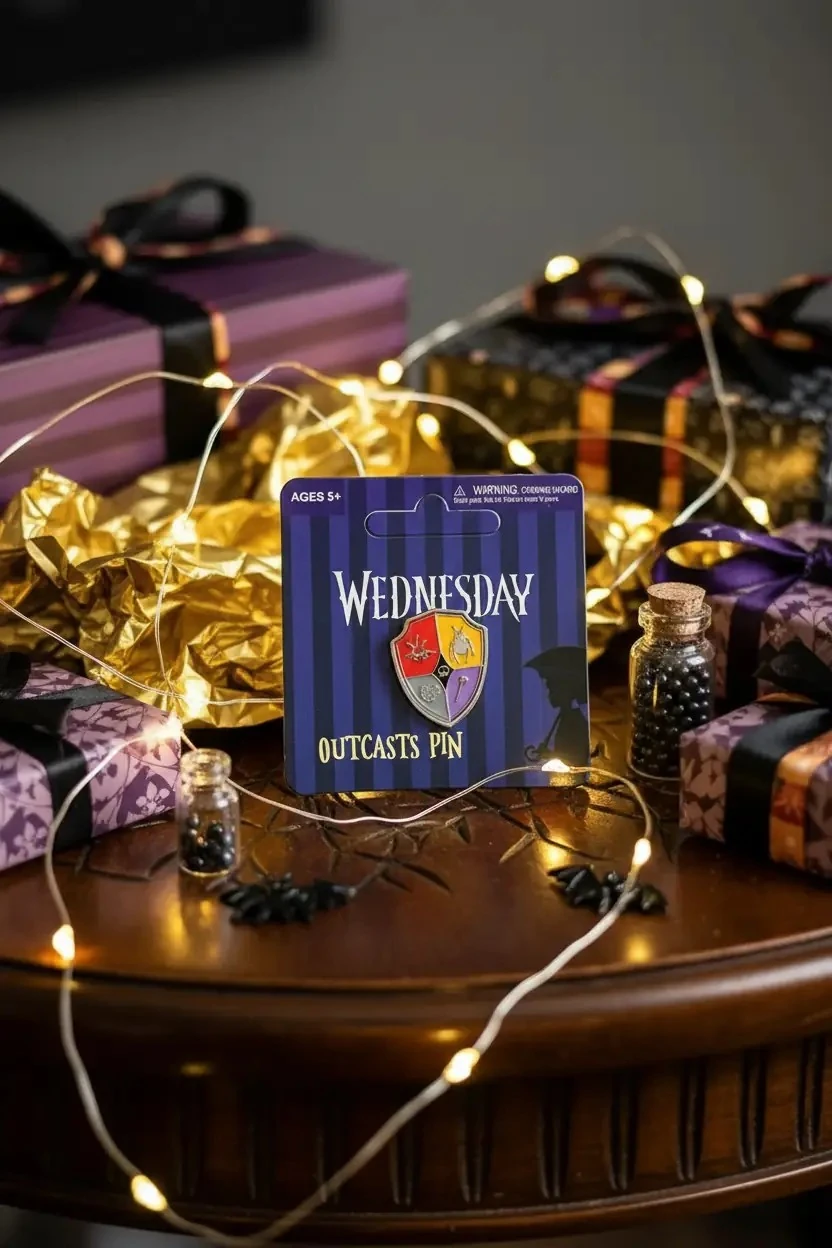 Wednesday Lisanslı Outcasts Rozet – Kalkan Tasarımlı Aksesuar