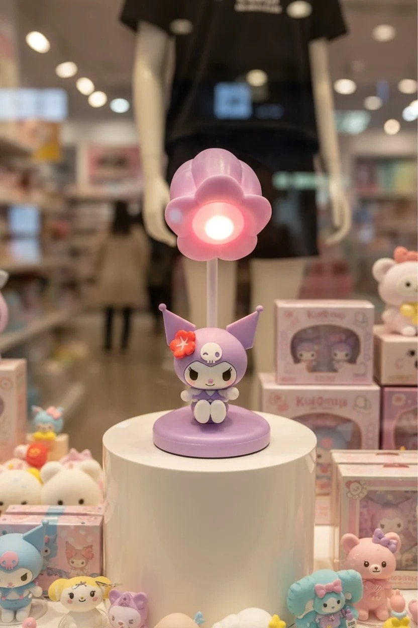 Sanrio Lisanslı Yaz Plajı Serisi Dekoratif Mini Masa Lambası - 12cm (Kuromi)