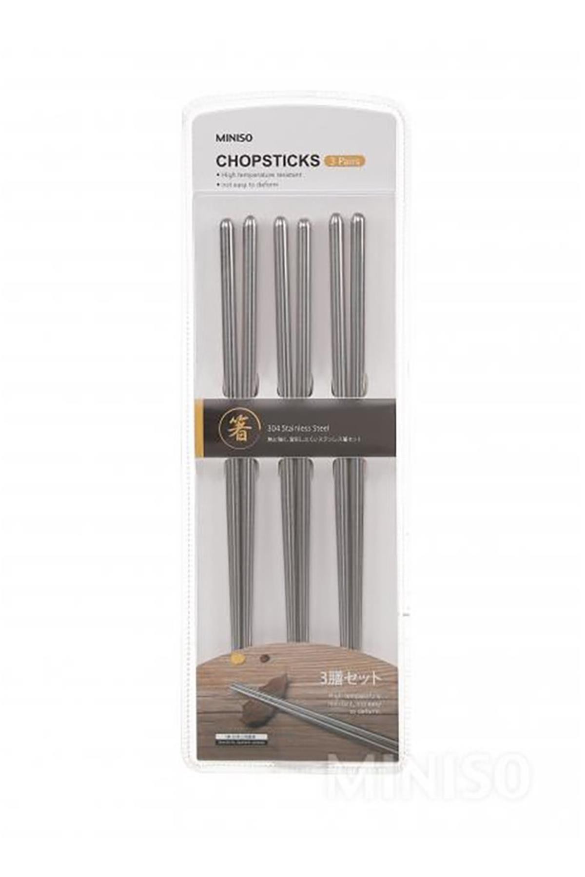 Paslanmaz Çelik Chopstick 3 Çift 23 Cm