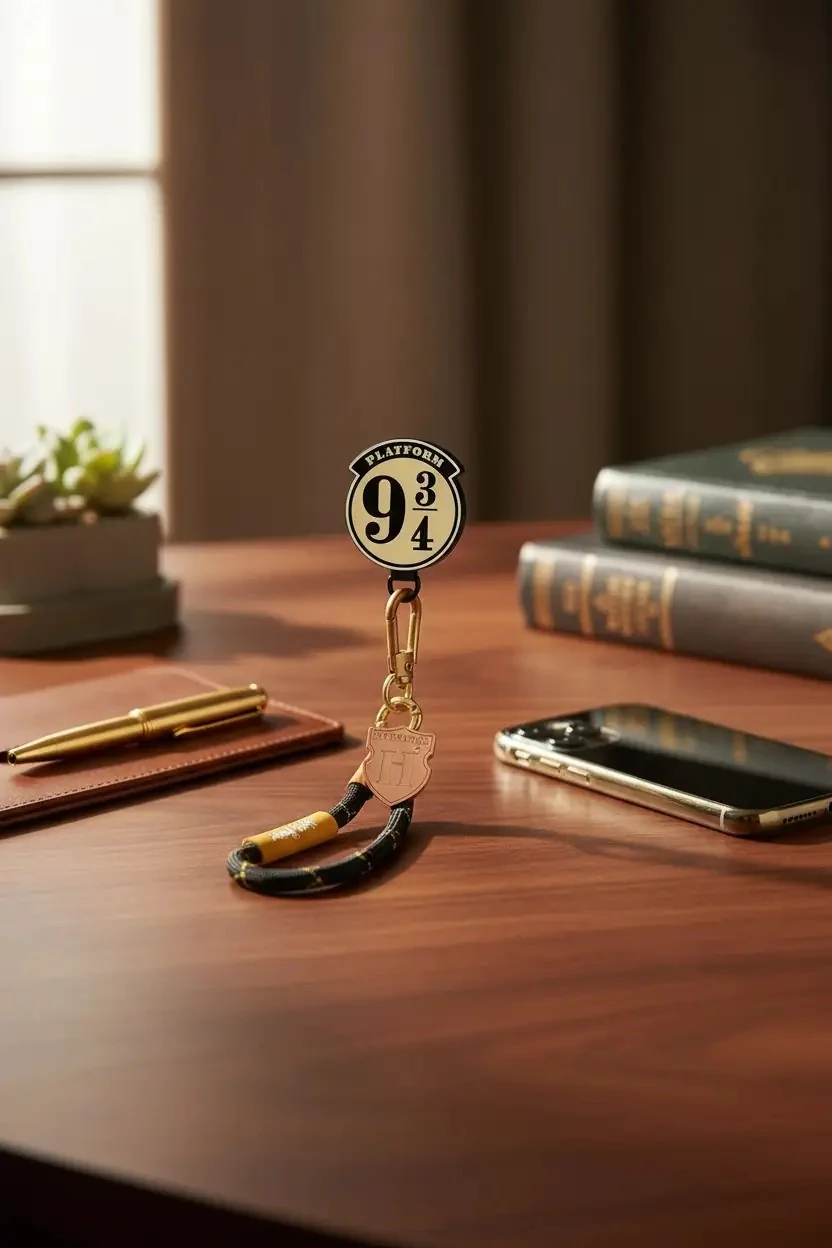 Harry Potter Lisanslı Dokuz Üç Çeyrek Metal Rozetli Telefon İpi 31 Cm