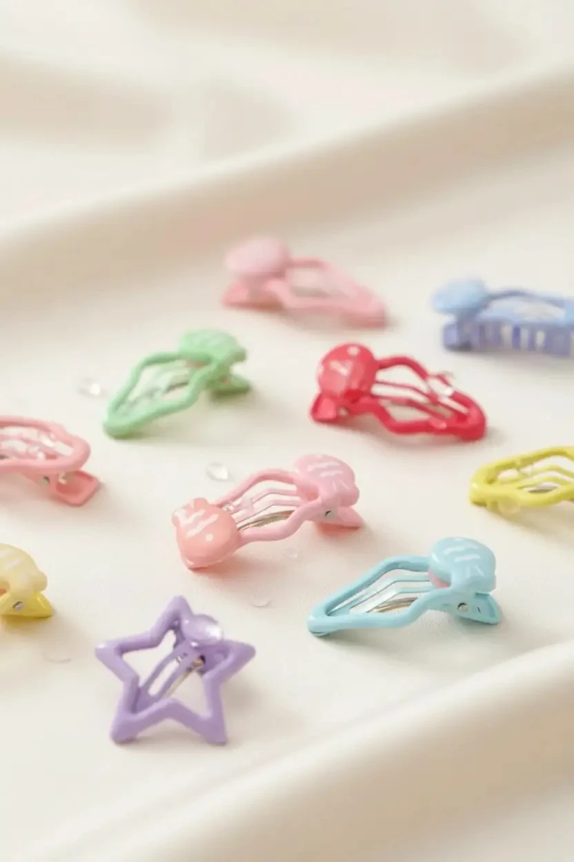 Miniso Lisanslı Çanta Serisi Saç Tokası Seti (6 Adet) – Yıldız & Figür Detaylı Renkli Toka