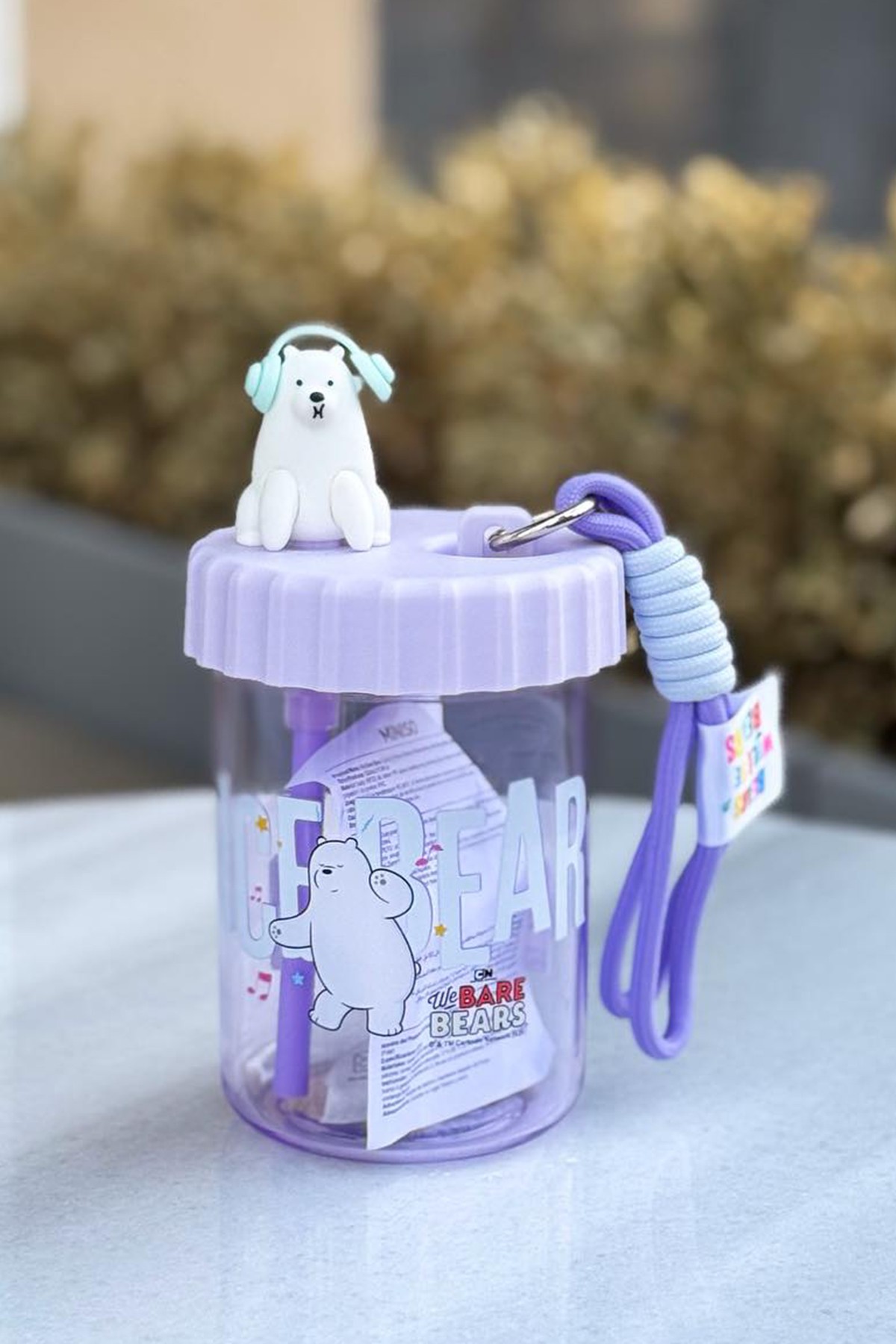 We Bare Bears Lisanslı Askılı Plastik Şişe (520mL) (Kutup Ayısı)