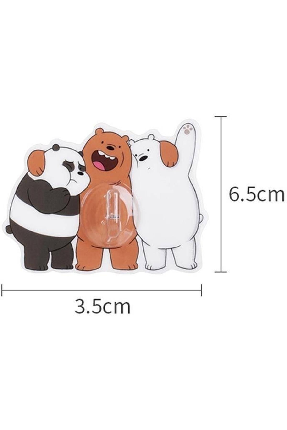 4'Lü We Bare Bears Yapışkanlı Kanca