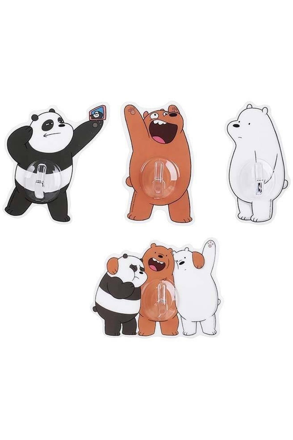 4'Lü We Bare Bears Yapışkanlı Kanca