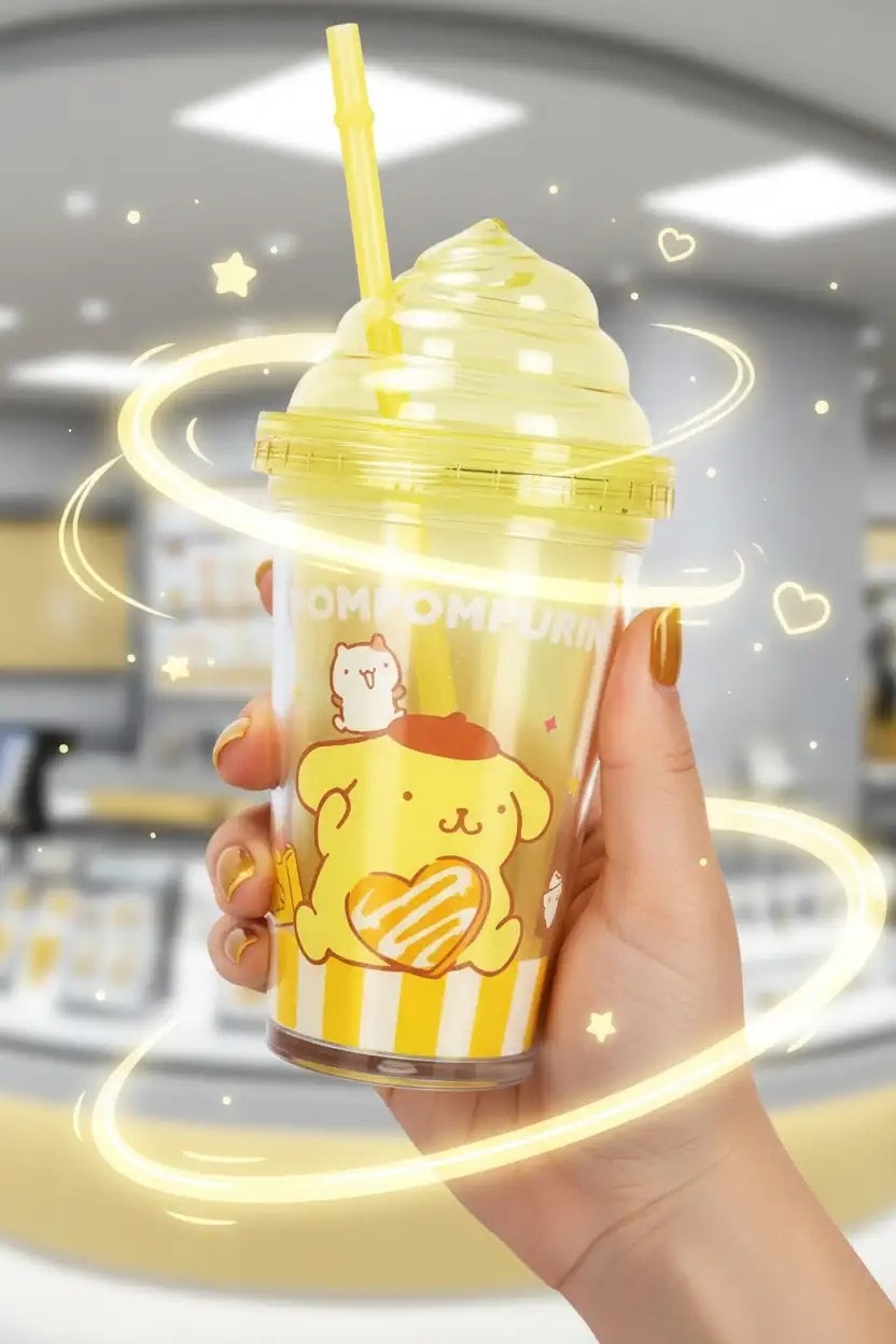 Sanrio Lisanslı Pipetli Plastik Şişe (320Ml) - Pompompurin