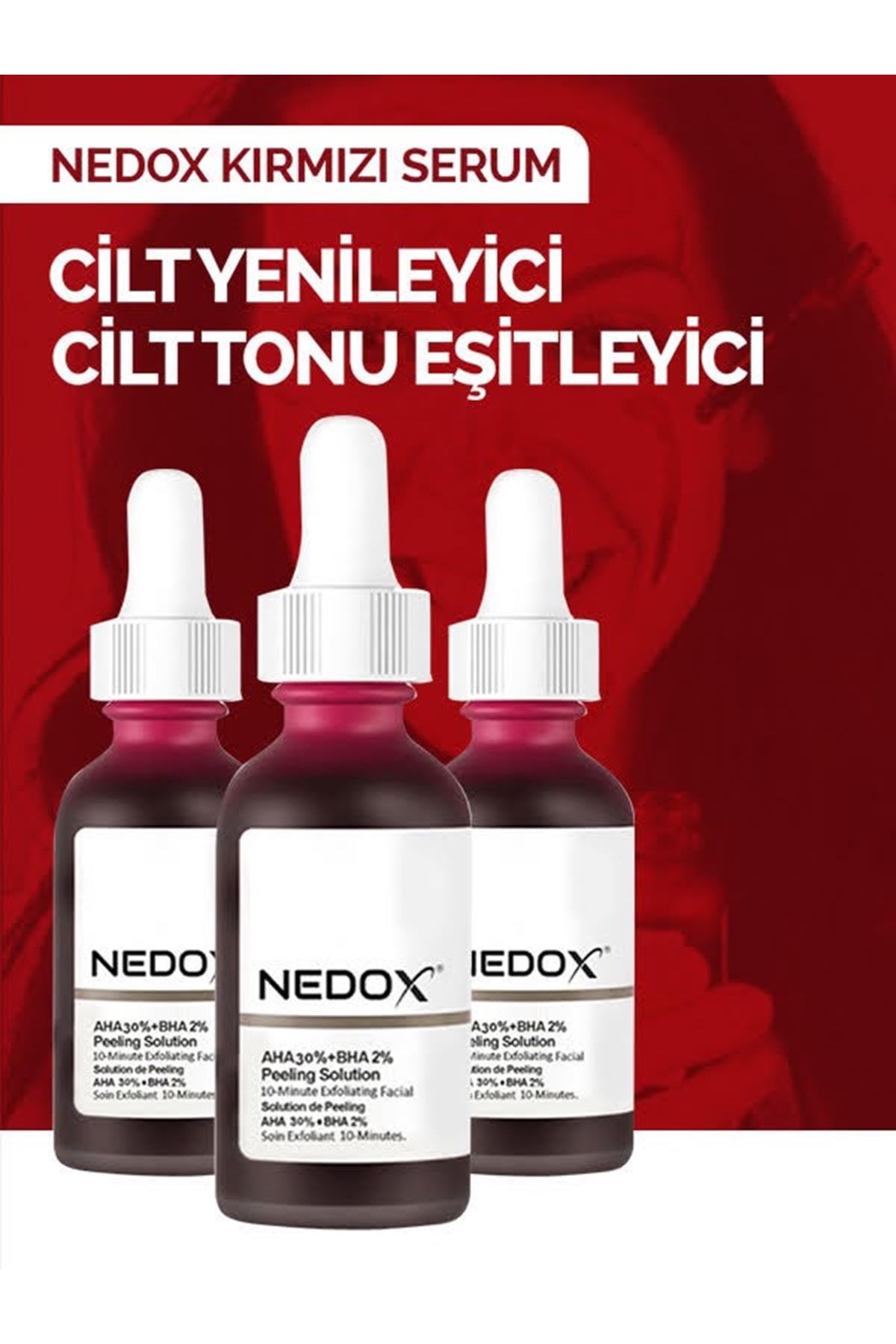 Nedox Cilt Yenileyici Cilt Tonu Eşitleyici Kırmızı Peeling Serum 30 Ml Aha %30 Bha %2 Ph %3.5