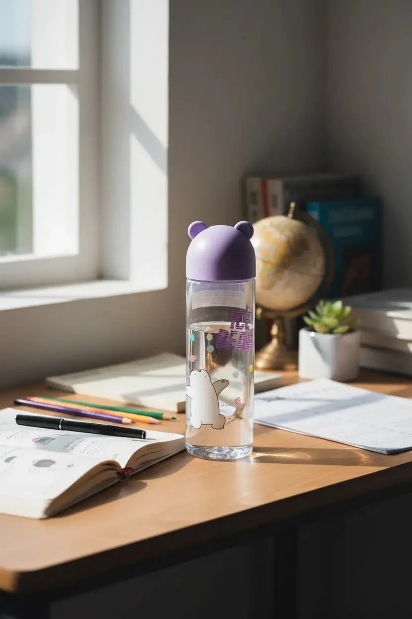 We Bare Bears Lisanslı Ice Bear Figür Kapaklı Su Şişesi 500 ML