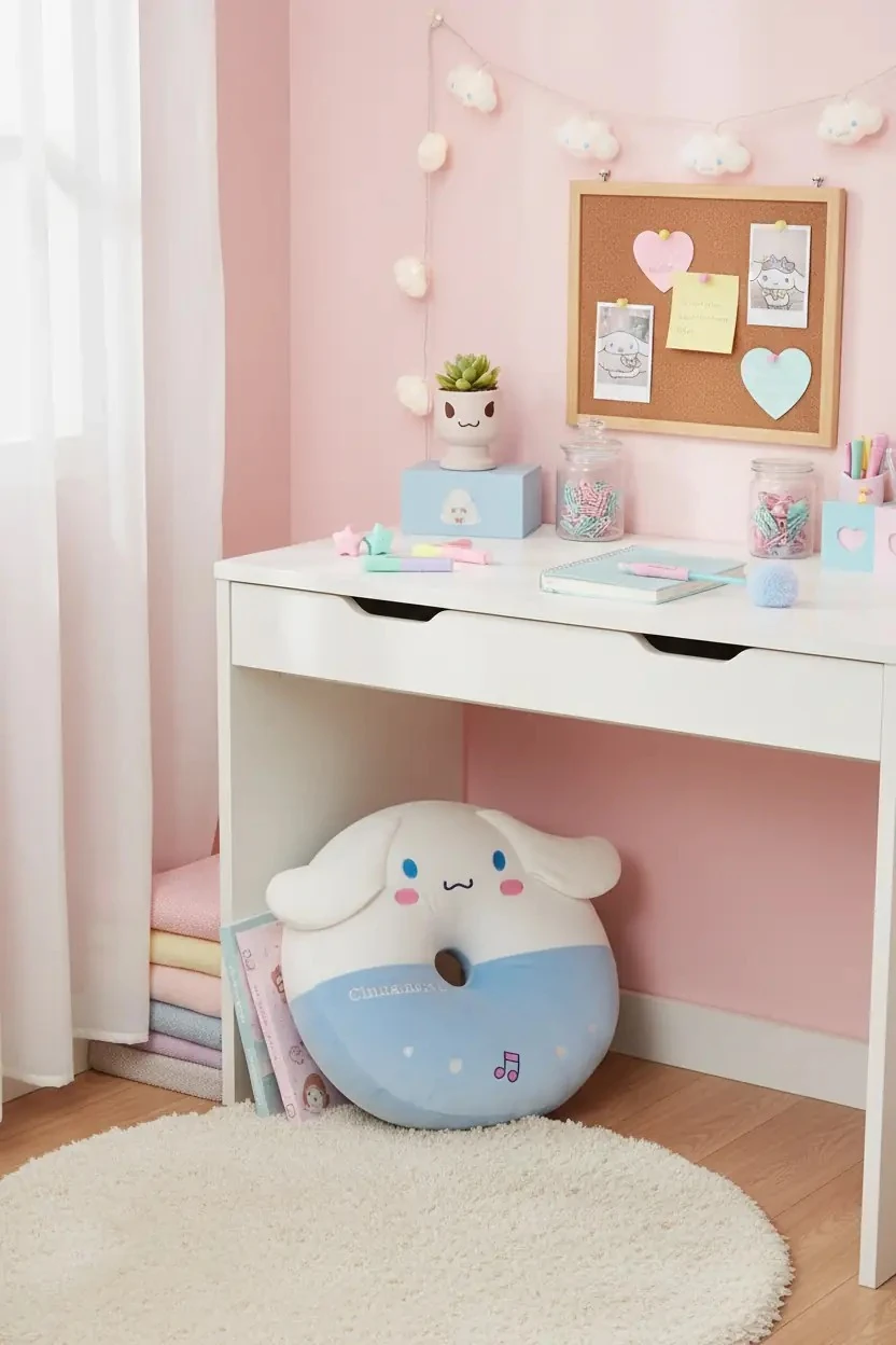Sanrio Lisanslı Cinnamoroll Oturma Minderi Yumuşak Konforlu Dekoratif Tasarım 36x40 Cm
