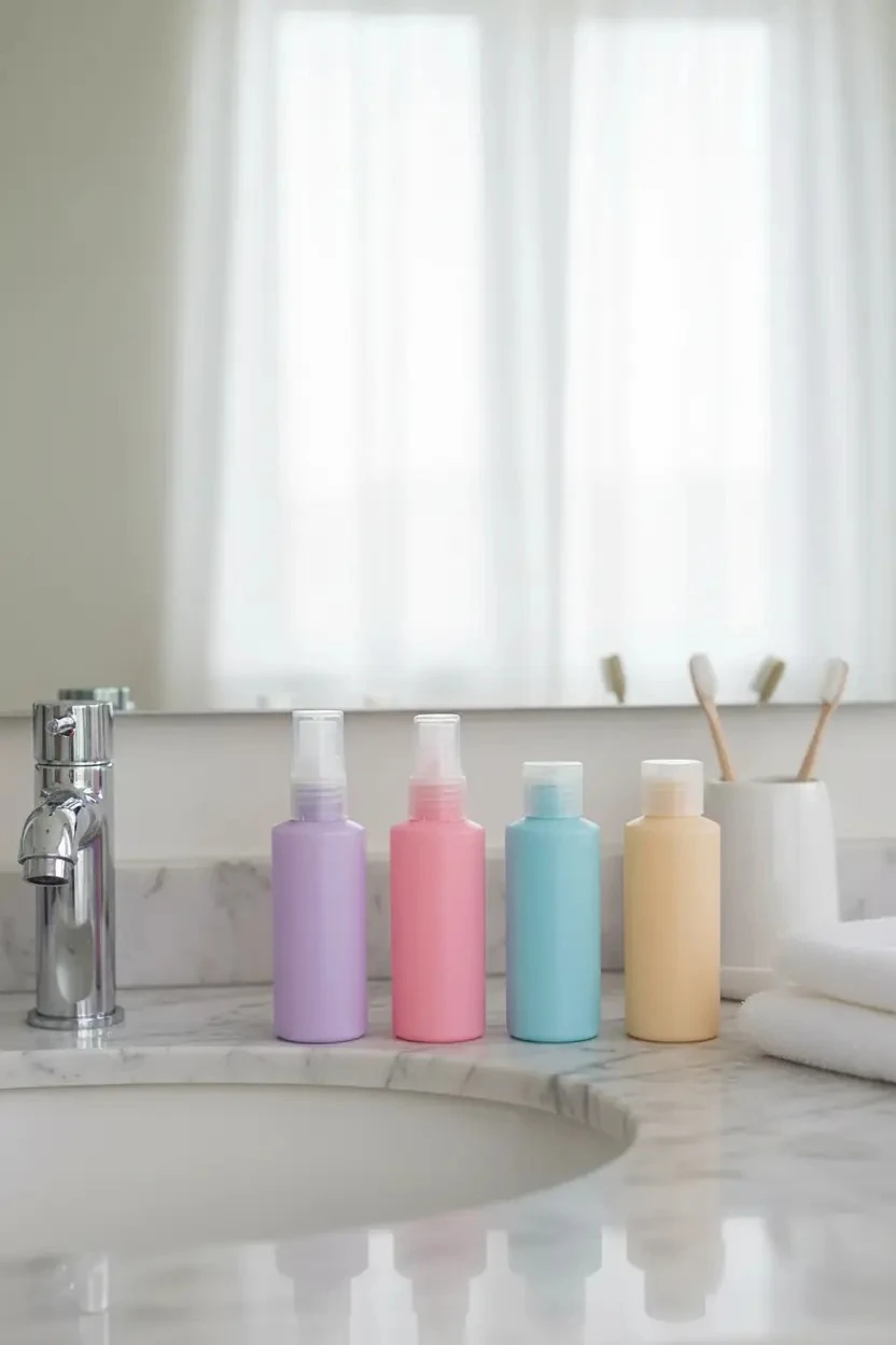 Miniso Lisanslı Renkli Seyahat Şişe Seti - 4 Adet Sızdırmaz Kozmetik Taşıma Seti 19,5 cm