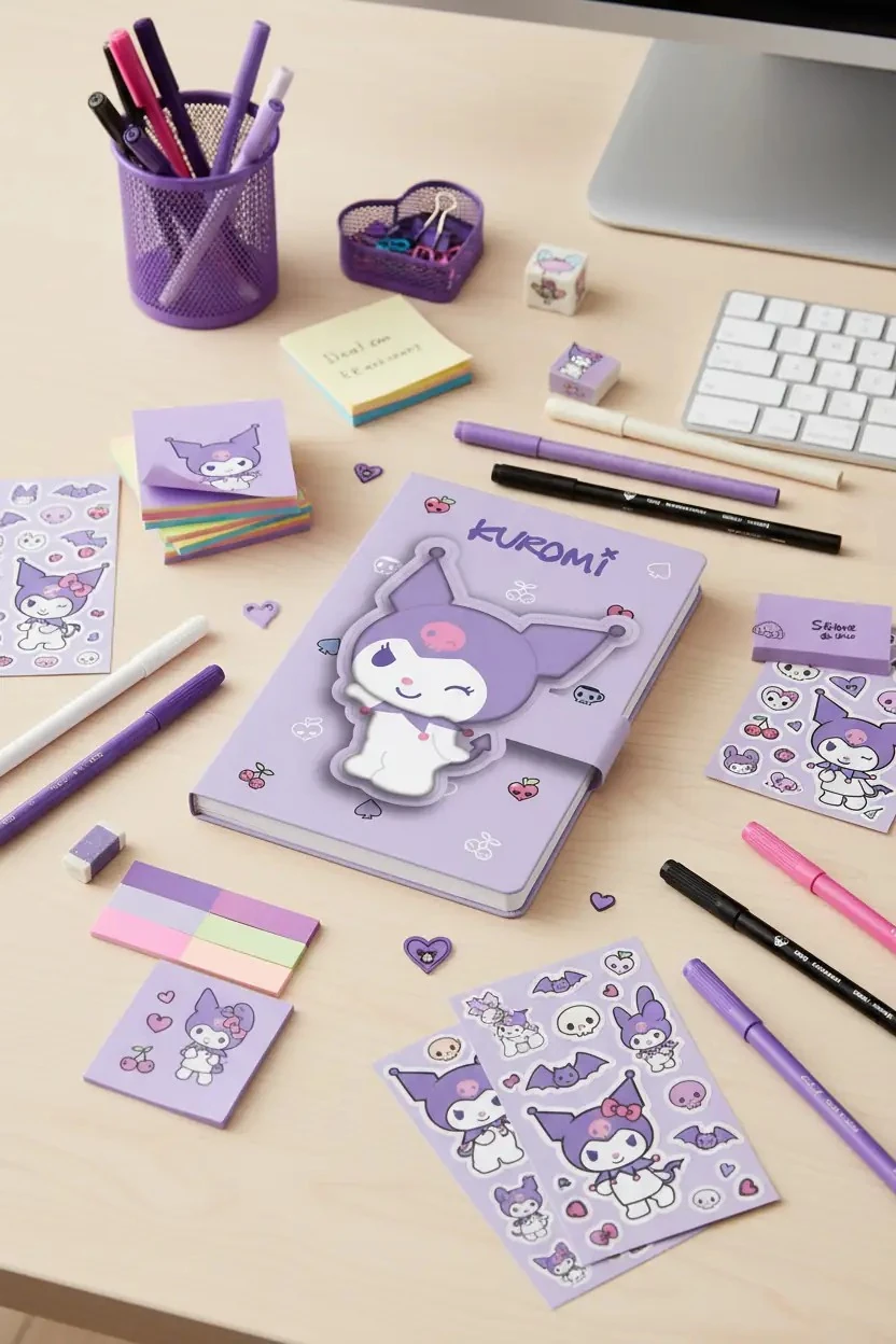 Sanrio Lisanslı Kuromi A5 3D  Figürlü Mıknatıslı Not Defteri