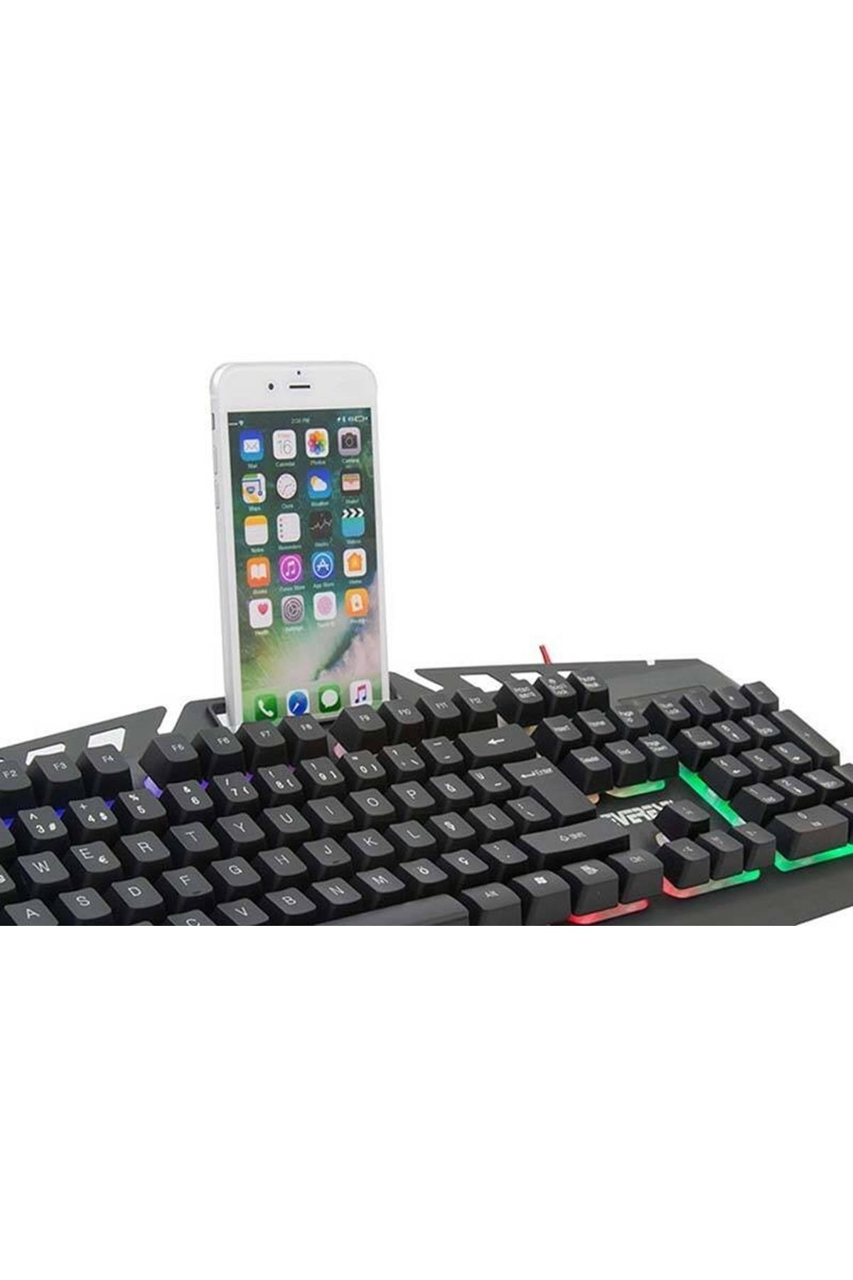 Siyah Everest Kmx-99 Usb Gökkuşağı Zemin Aydınlatmalı Q Oyuncu Klavye Ve Mouse Set