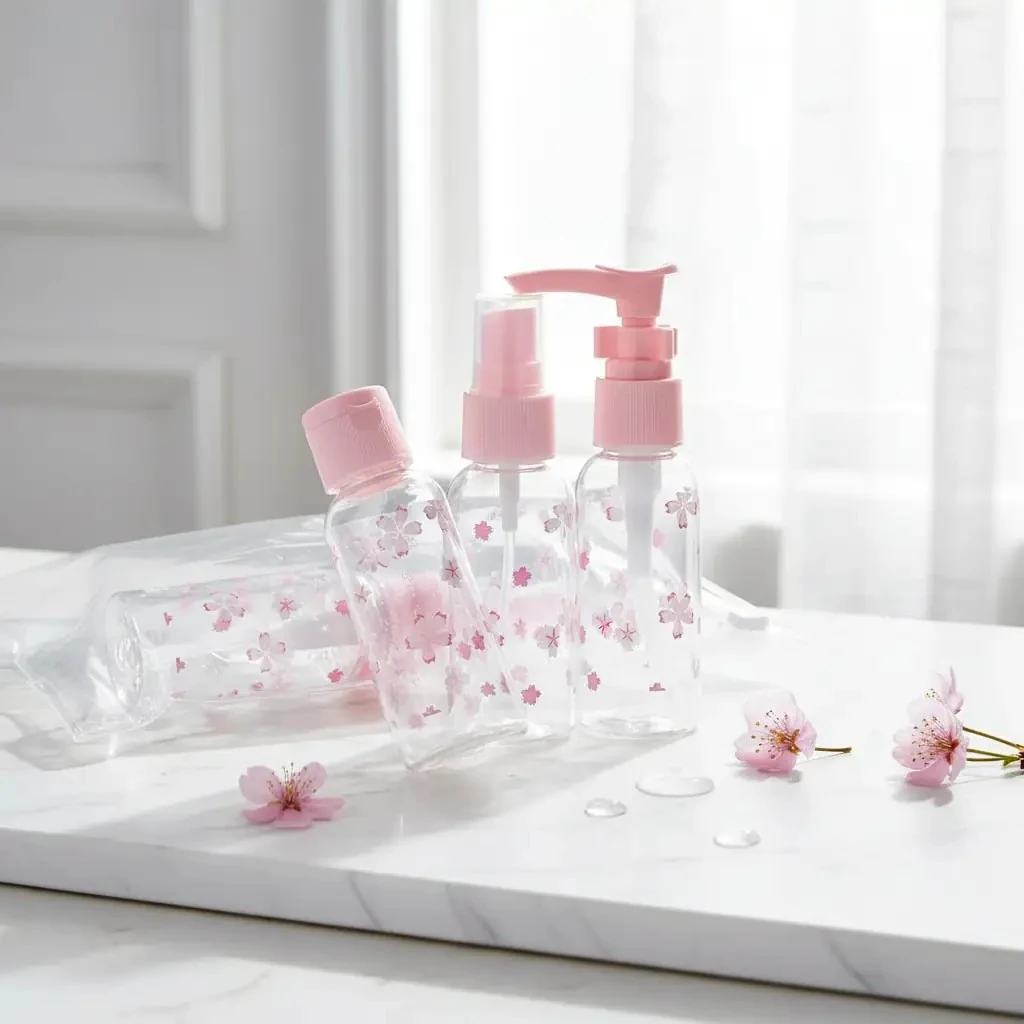 Miniso Lisanslı Sakura Serisi 3'lü Seyahat Şişe Seti