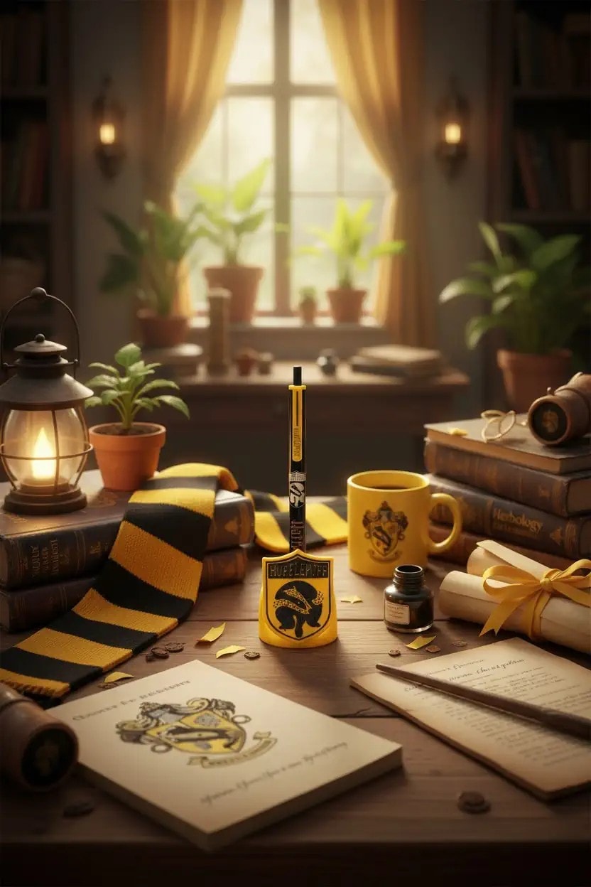 Harry Potter Lisanslı Stantlı Tükenmez Kalem Seti (Siyah) - Hufflepuff