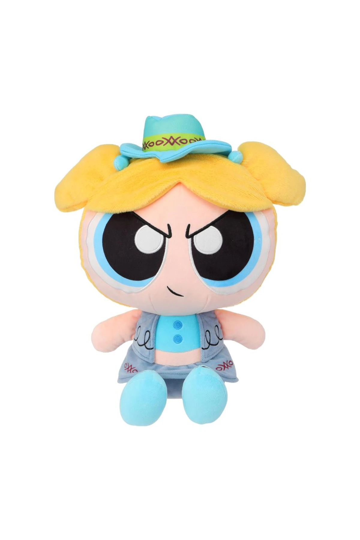 Powerpuff Girls Lisanslı Kovboy Temalı Oturan Peluş Oyuncak 30 cm - Bubbles