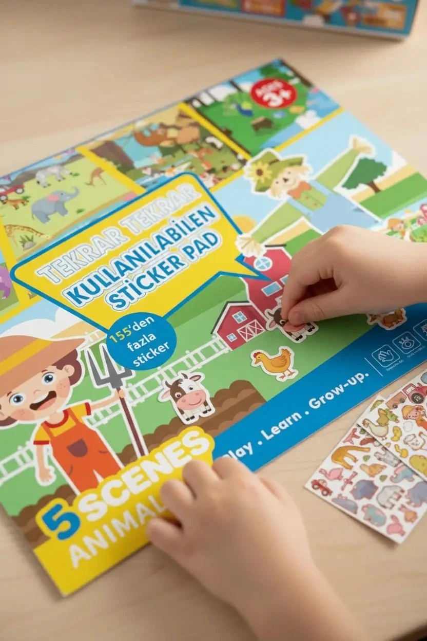 Lino Tekrar Kullanılabilen Sticker Pad – Hayvanlar İle Eğlenceli Oyun