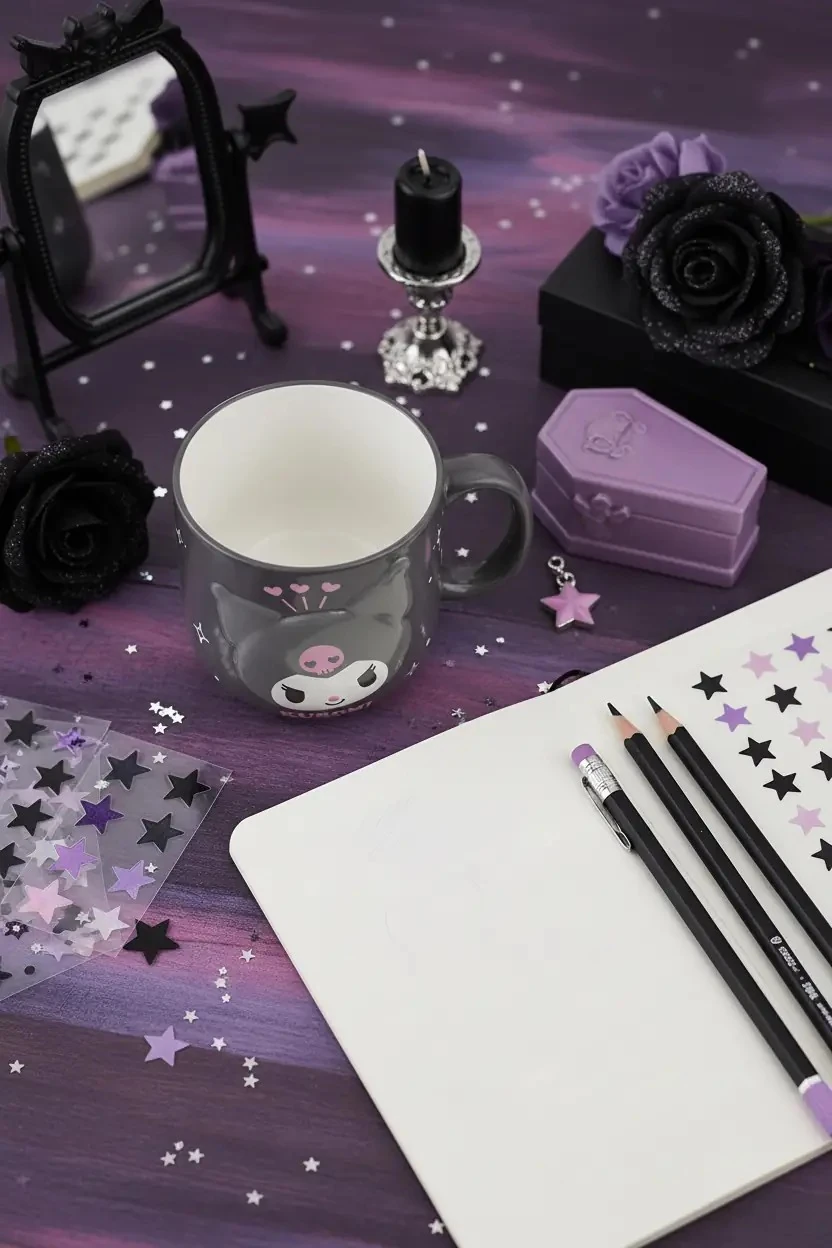 Sanrio Lisanslı Kuromi Seramik Kupa 450 mL – Kabartmalı Tasarım