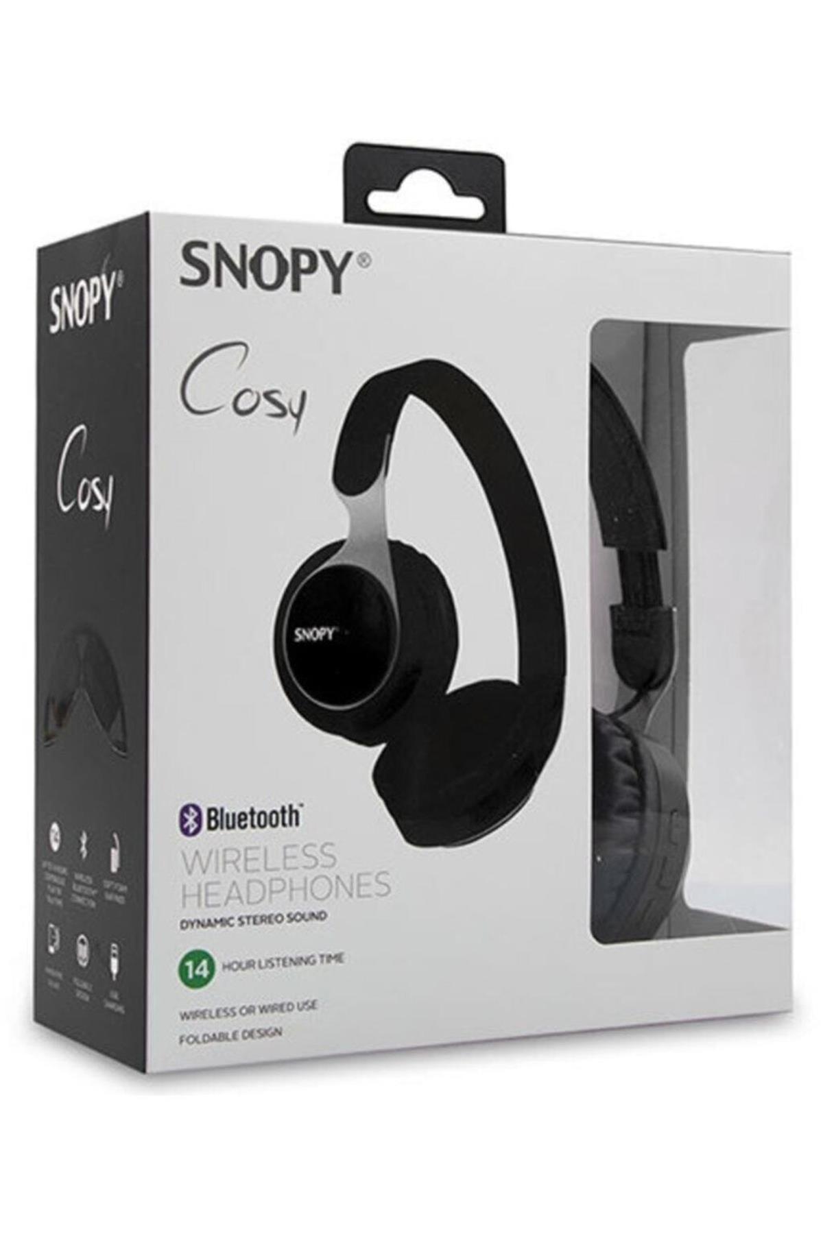 Siyah Snopy Sn-34Bt Cosy Mobil Telefon Uyumlu Bluetooth Kablosuz Mikrofonlu Kulaklık