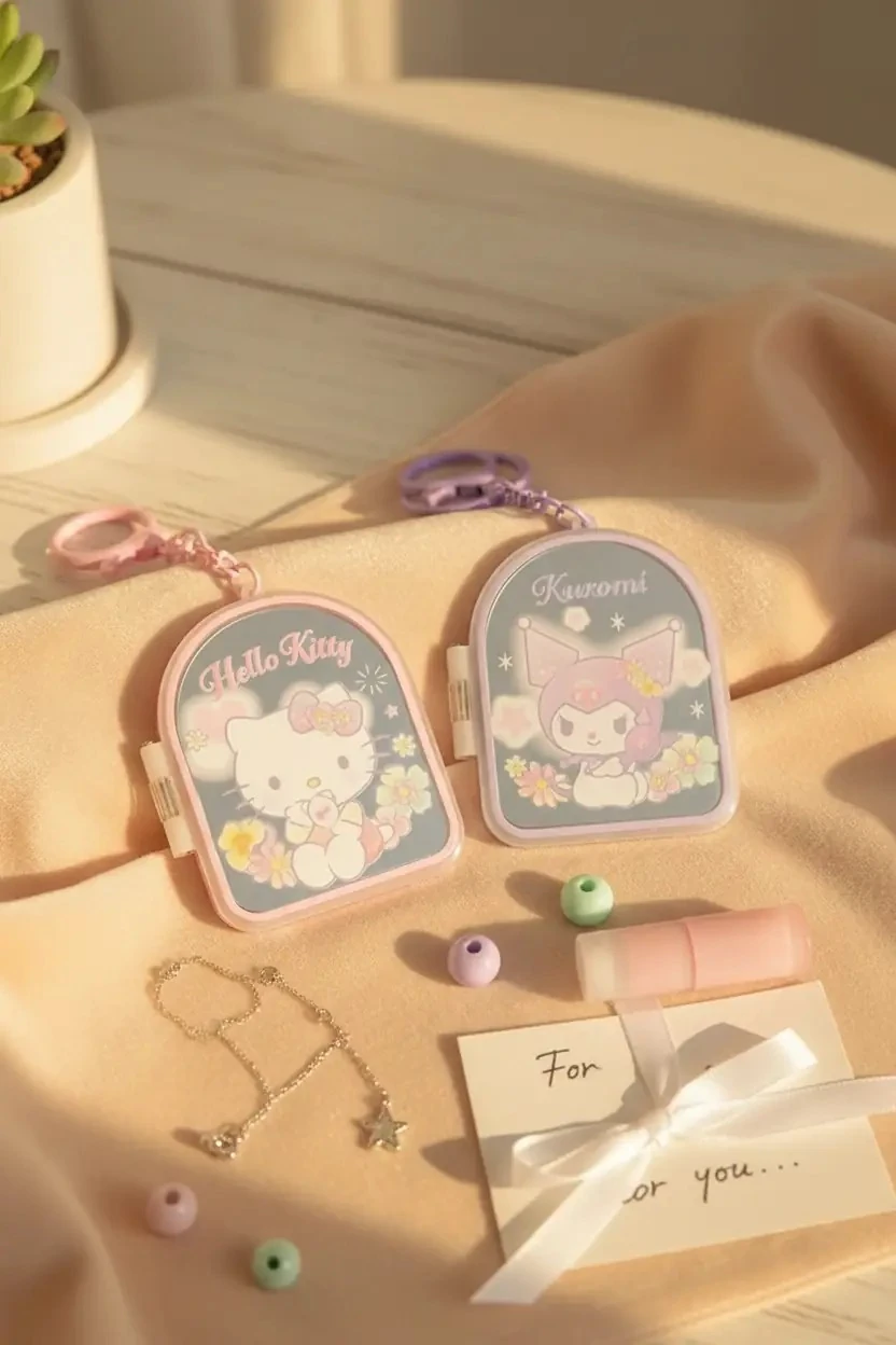 Hello Kitty Lisanslı Çiçek Dili Serisi Aynalı Anahtarlık – Pratik & Şık Tasarım