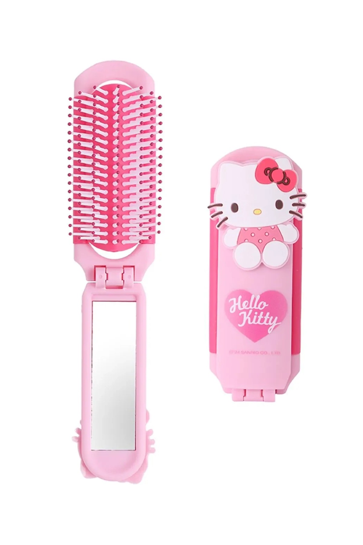 Sanrio Lisanslı Dikdörtgen Katlanır Ayna Tarak (Hello Kitty)