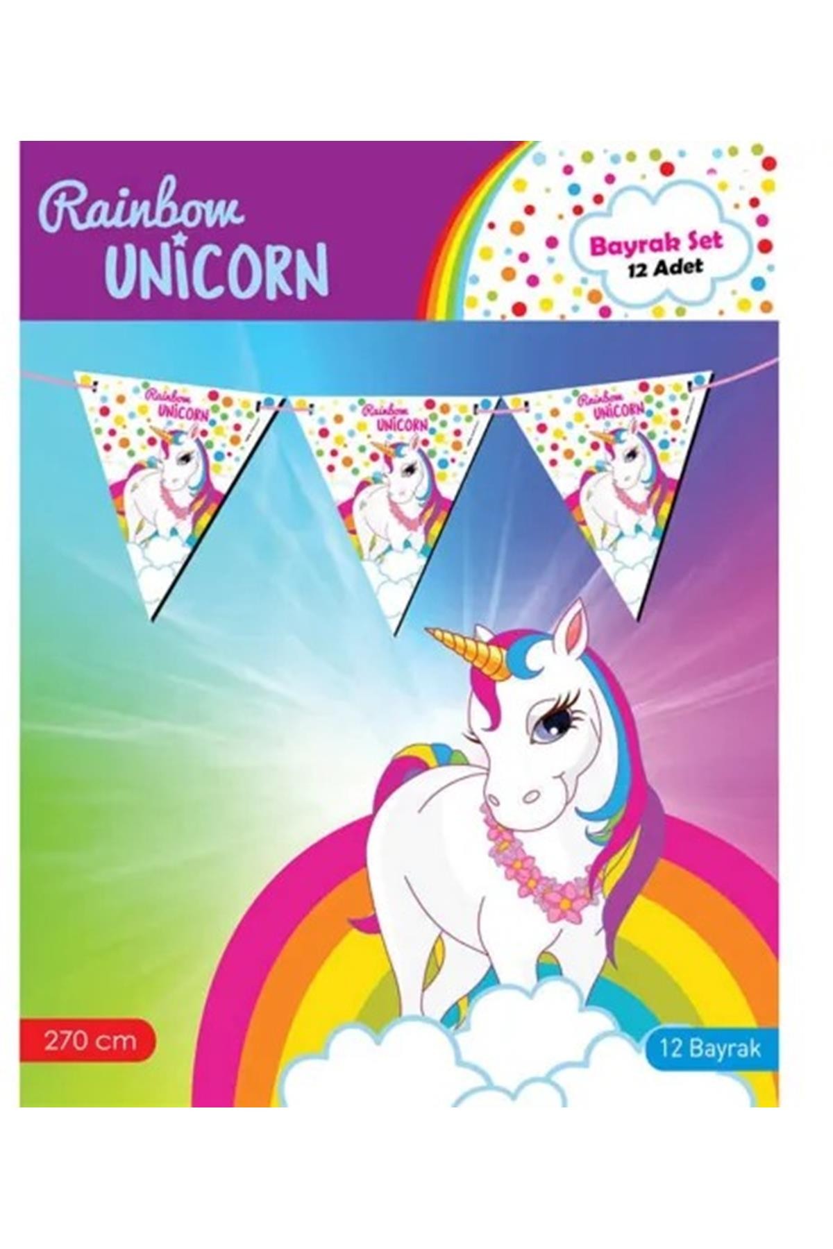 Unicorn Rainbow Üçgen Flama 270 Cm