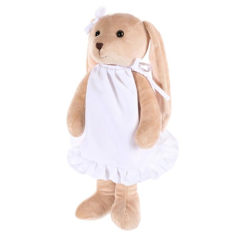 Sevimli Beyaz Elbiseli Peluş Tavşan Yumuşak Bebek 43 cm