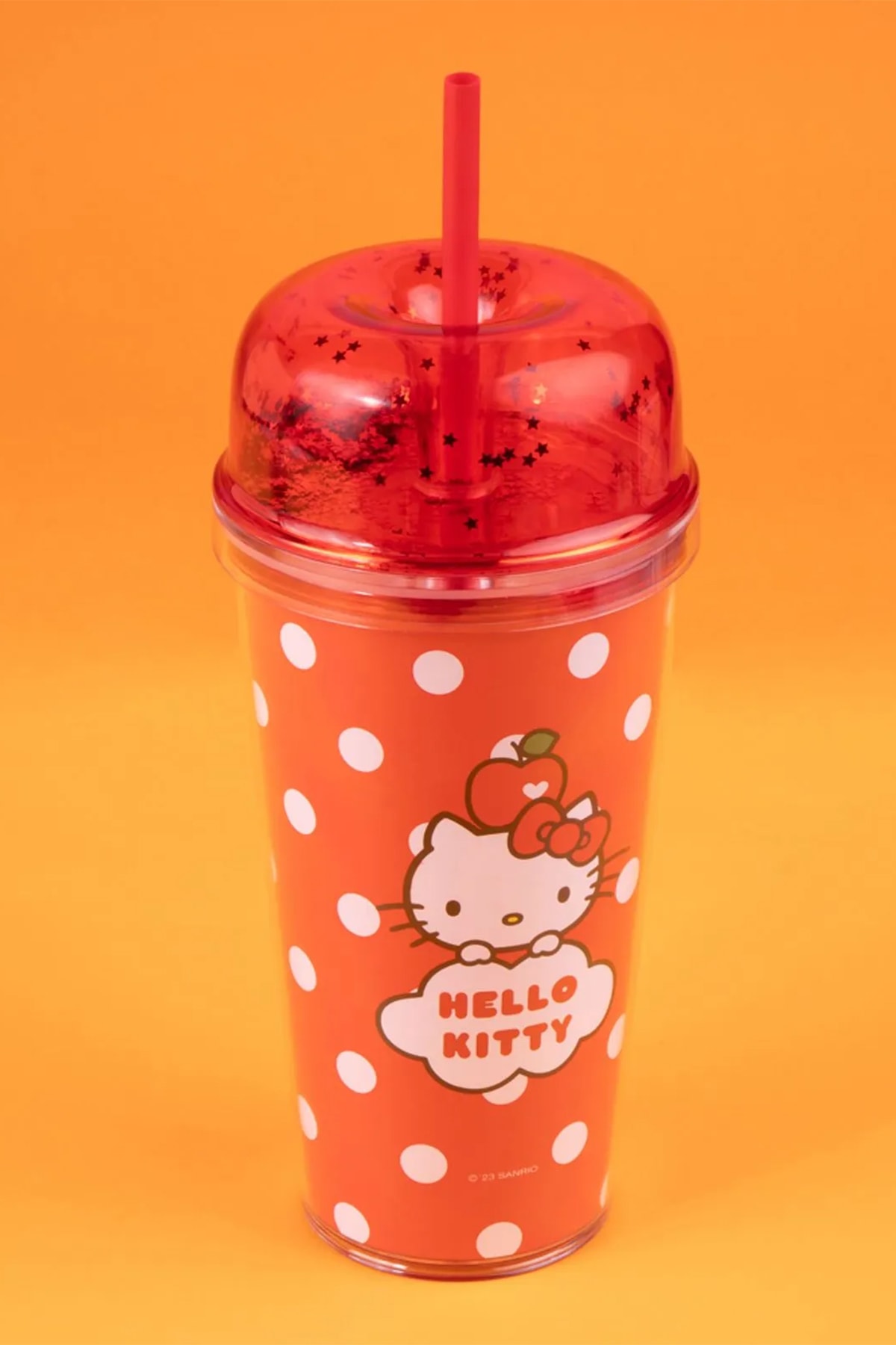 Hello Kitty Lisanslı Elma Koleksiyonu Pipetli Çift Cidarlı Plastik Şişe (Outlet)