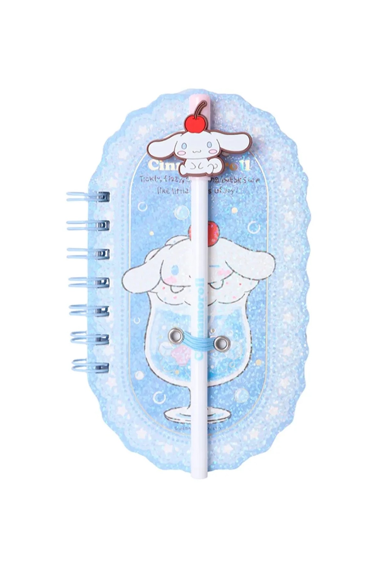 Sanrio Lisanslı Renkli Yaz Serisi Pipetli Kalem Figürlü Telli Defter - Cinnamoroll