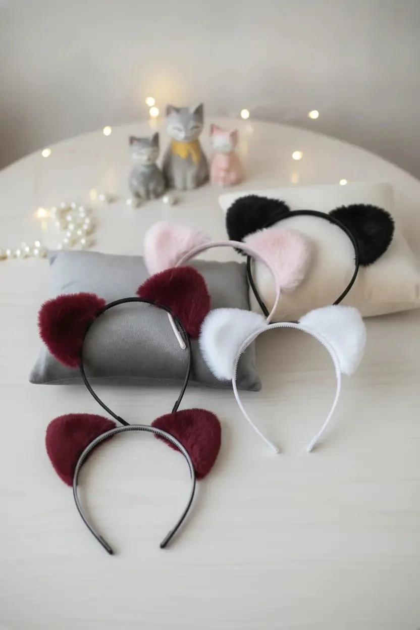 Peluş Kulaklı Taç – Yumuşak Ve Eğlenceli Saç Aksesuarı