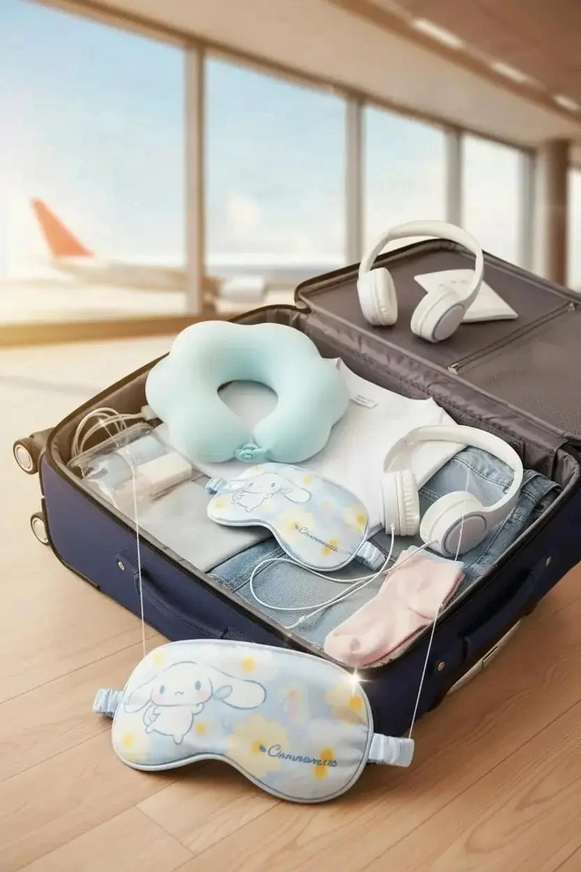 Sanrio Lisanslı Cinnamoroll Uyku Maskesi – Işık Engelleyici & Yumuşak Dokulu