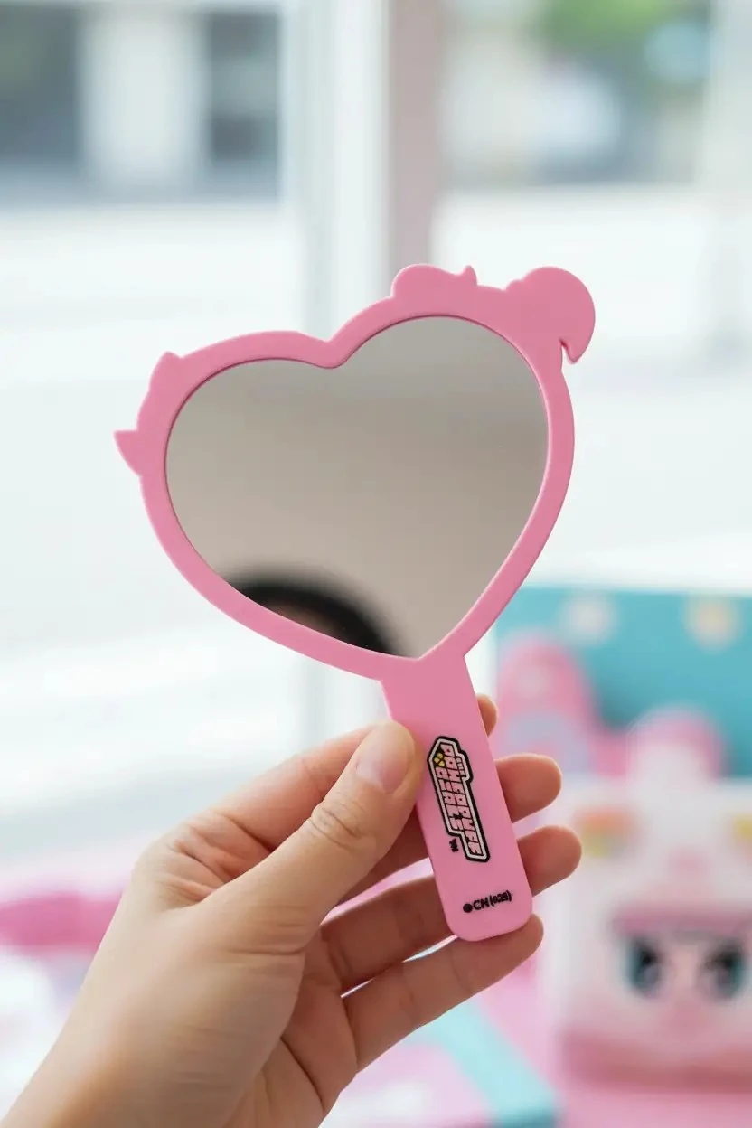 Powerpuff Girls Lisanslı Kalp Şekilli El Aynası