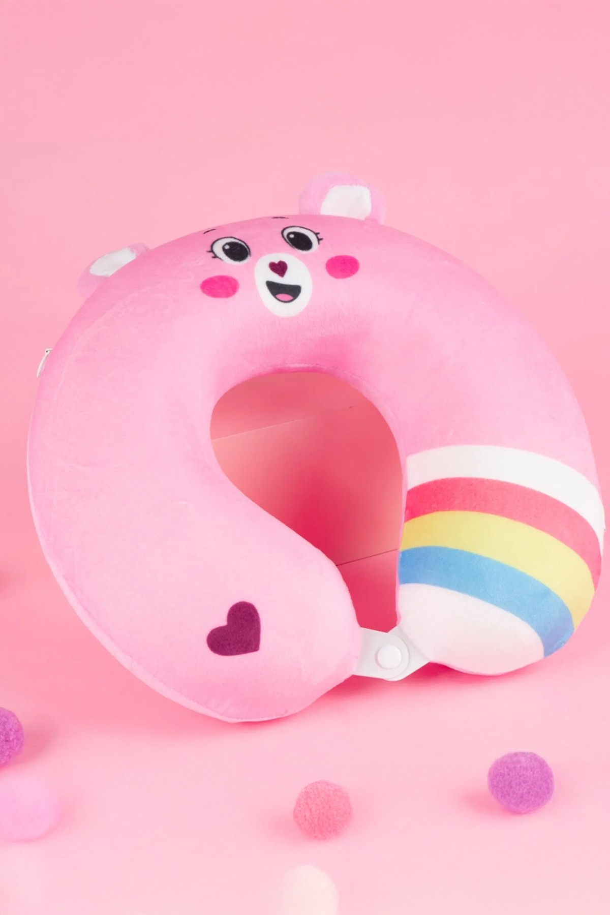Care Bears Lisanslı Hafızalı Sünger Boyun Yastığı, Seyahat Yastığı - Pembe