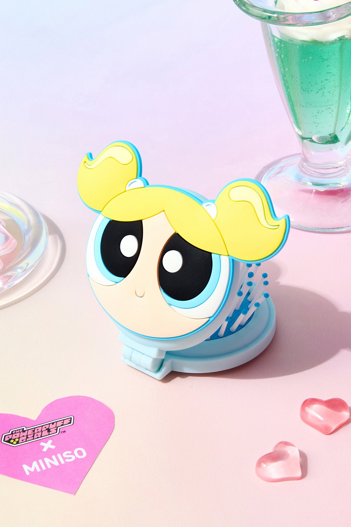 Powerpuff Girls Lisanslı Aynalı Mini Saç Fırçası - Bubbles