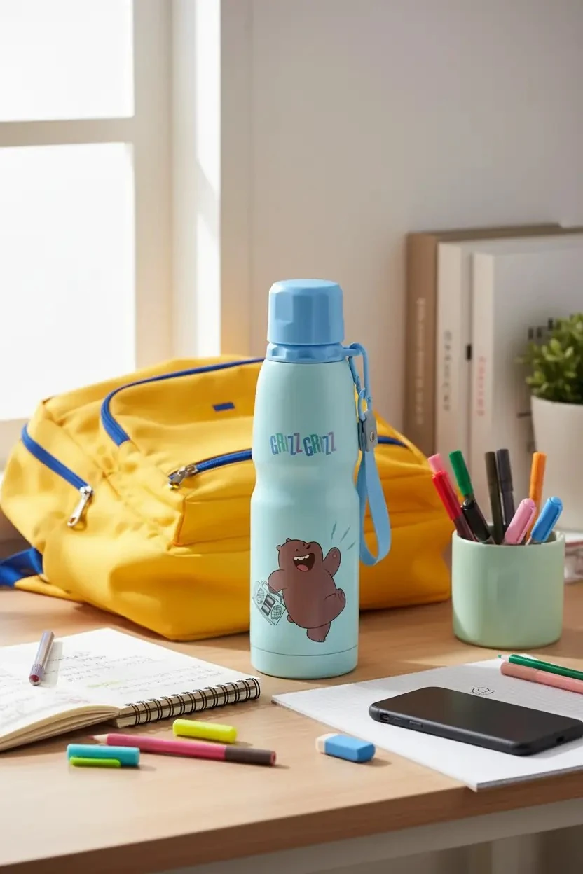 We Bare Bears Lisanslı Boz Ayı Termos 600 ML – Askılı Çelik Tasarım