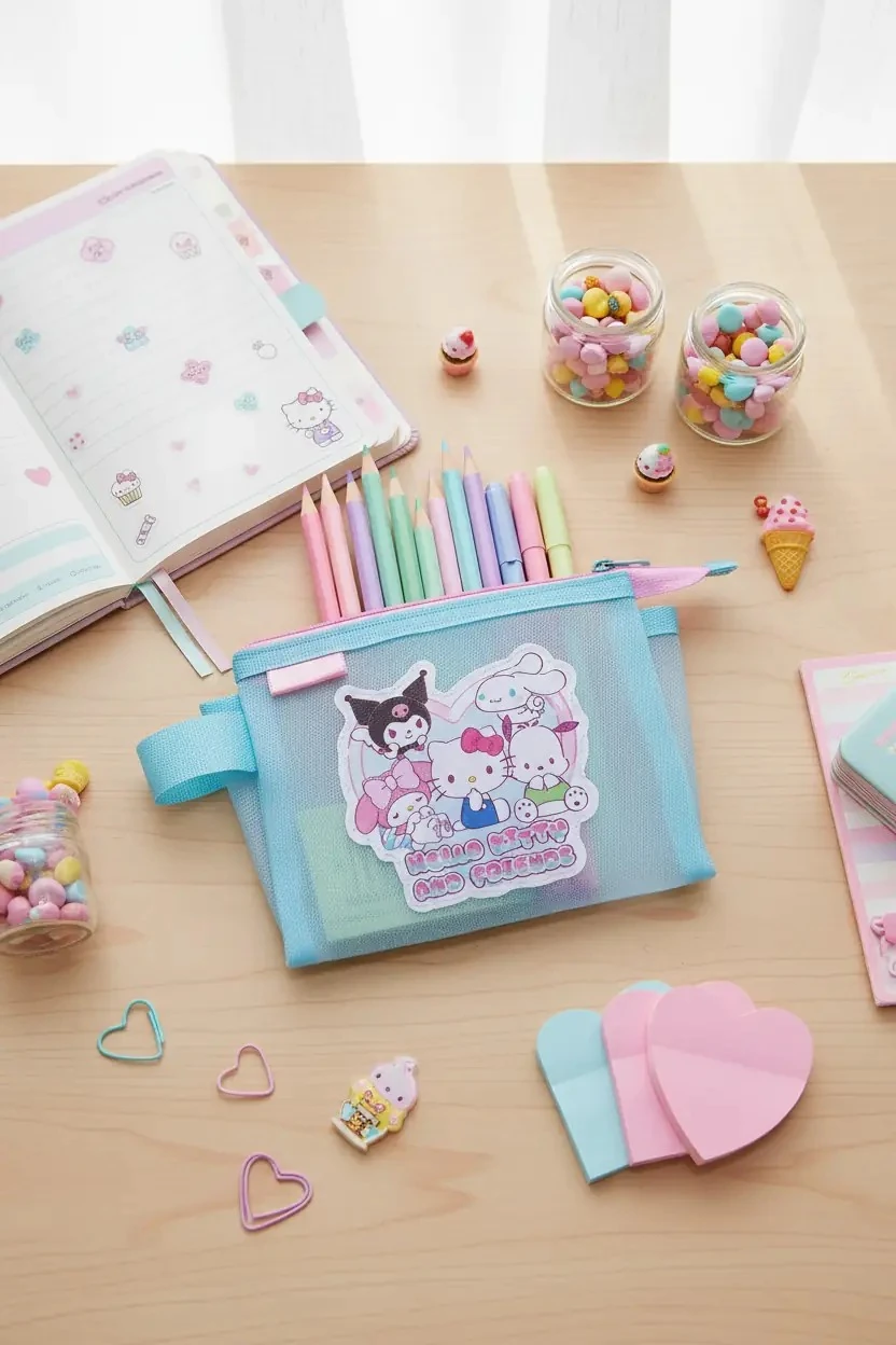 Hello Kitty ve Arkadaşları Sweet Factory File Kalemlik – Mavi