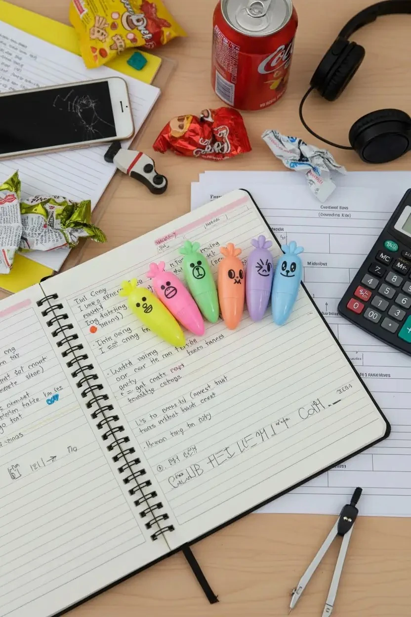 Eğlenceli Havuçlar: 6'Lı Fosforlu Kalem Seti