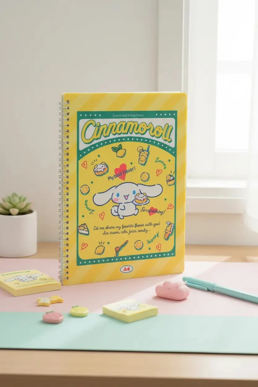 Sanrio Lisanslı Cinnamoroll Retro Koleksiyonu A4 Spiral Telli 60 Sayfa Defter