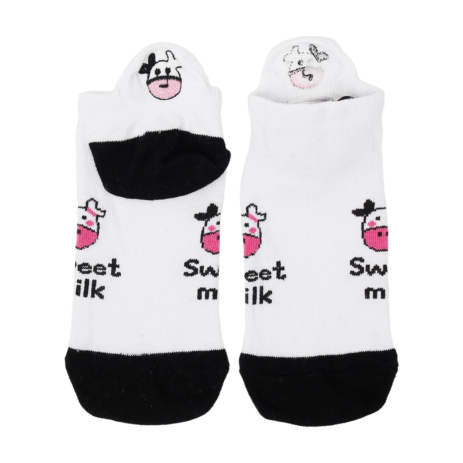 Sheforshe SS23 5'Li Milk İnek Nakışlı Unisex Patik Çorap